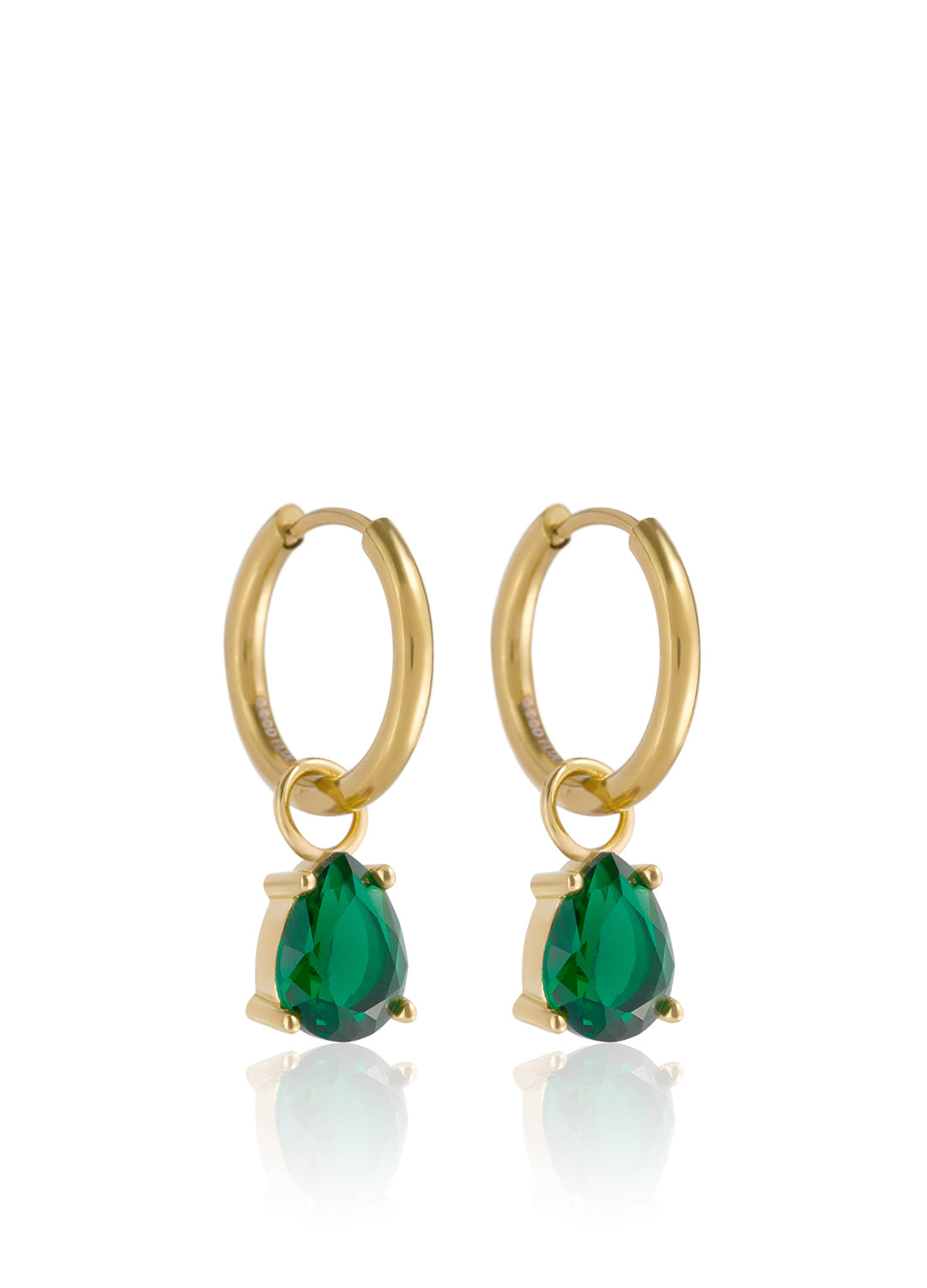 May Emerald Green - Teardrop Cubic Zirconia Birthstone Earrings