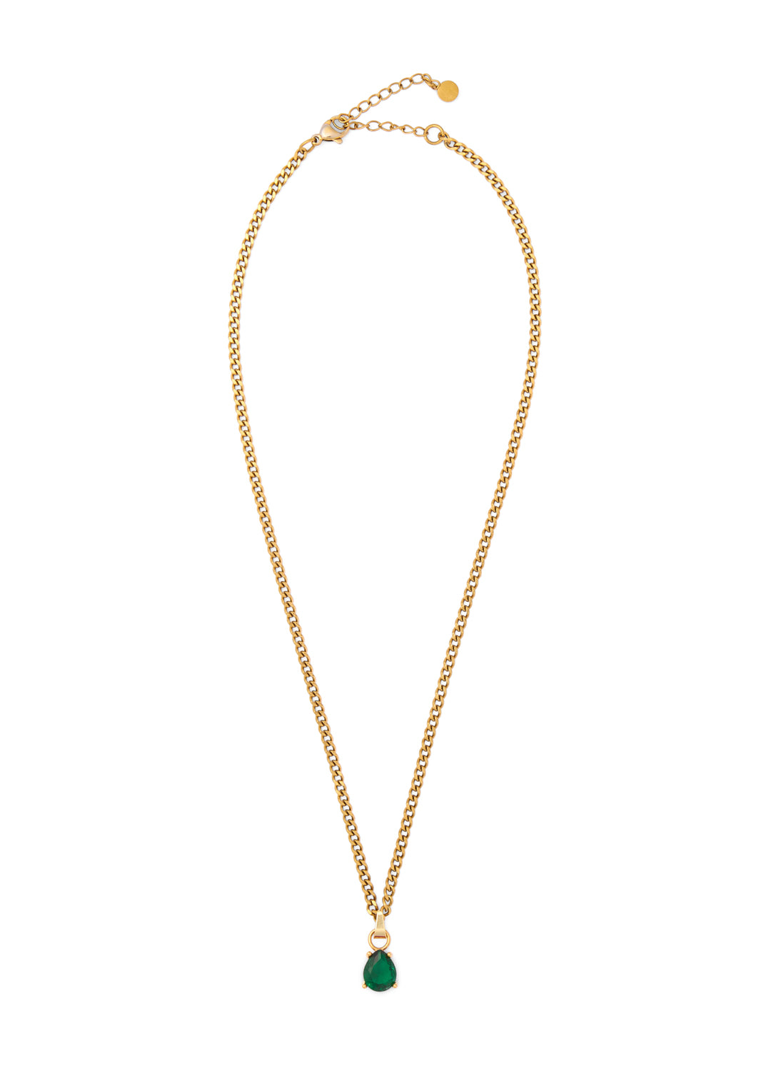 May Emerald Green - Teardrop Birthstone Cubic Zirconia Pendant