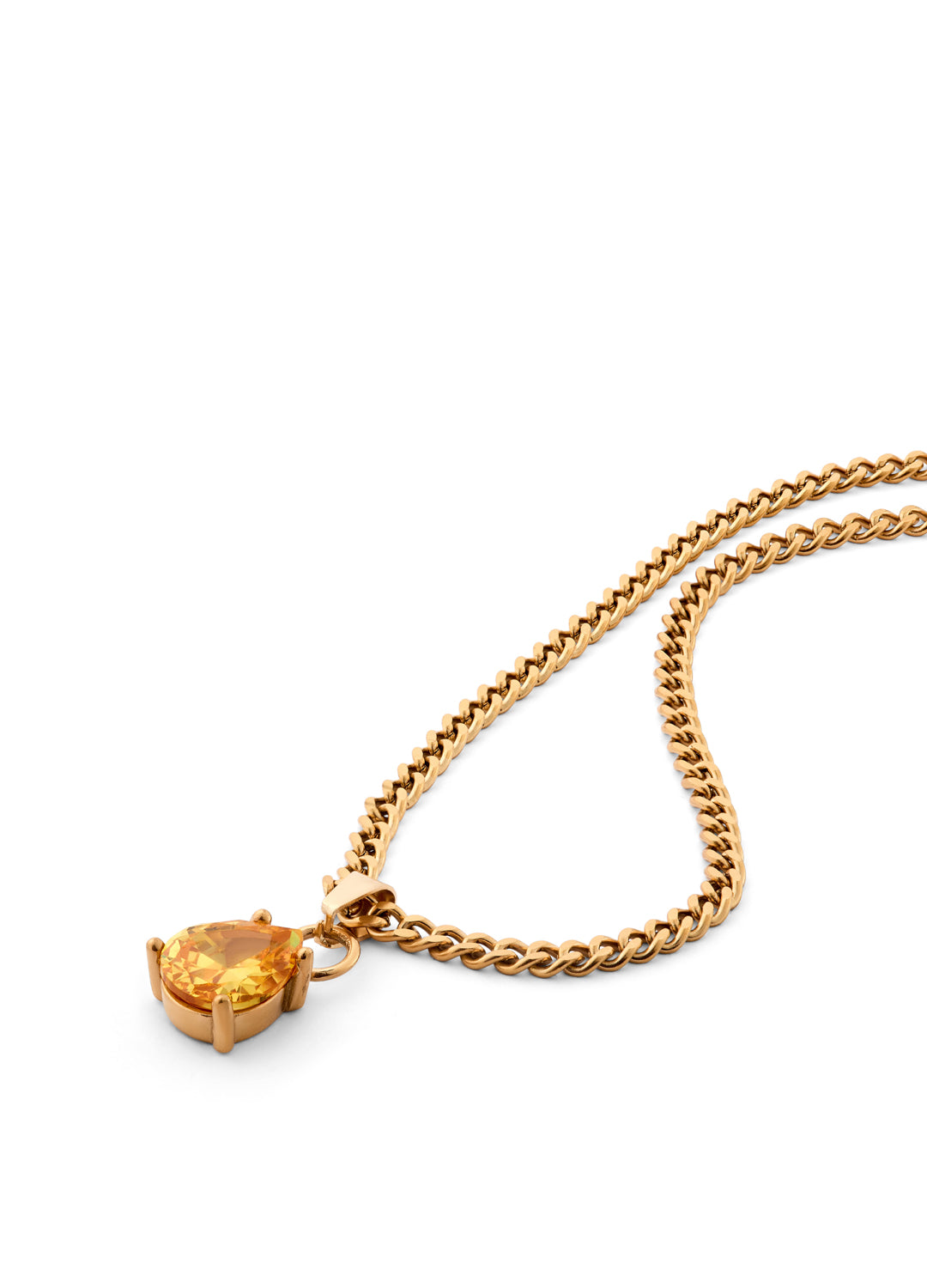 November Citrine Yellow - Teardrop Birthstone Cubic Zirconia Pendant