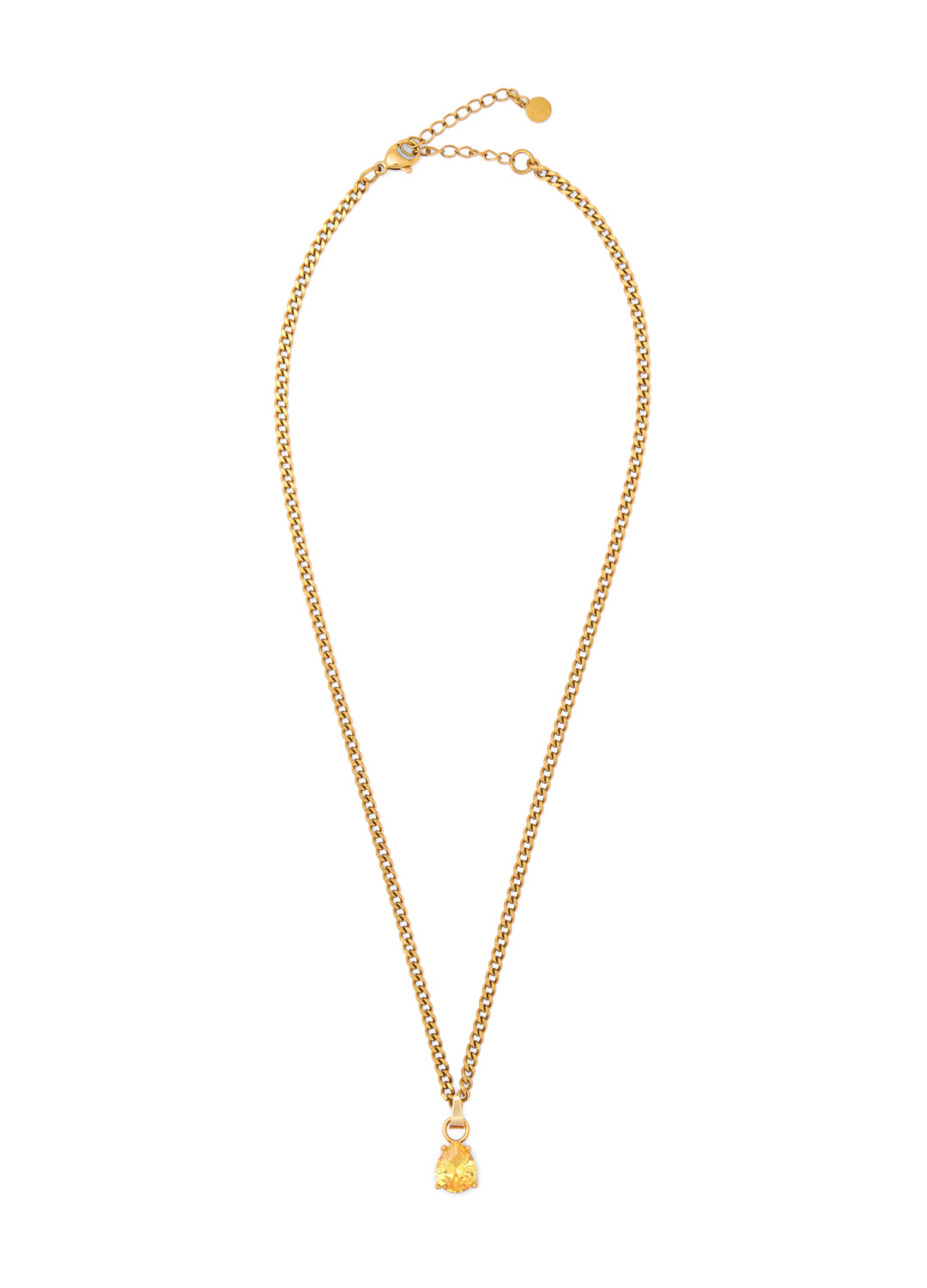 November Citrine Yellow - Teardrop Birthstone Cubic Zirconia Pendant