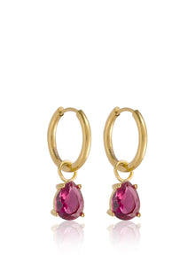 October Tourmaline Pink - Teardrop Cubic Zirconia Birthstone Earrings