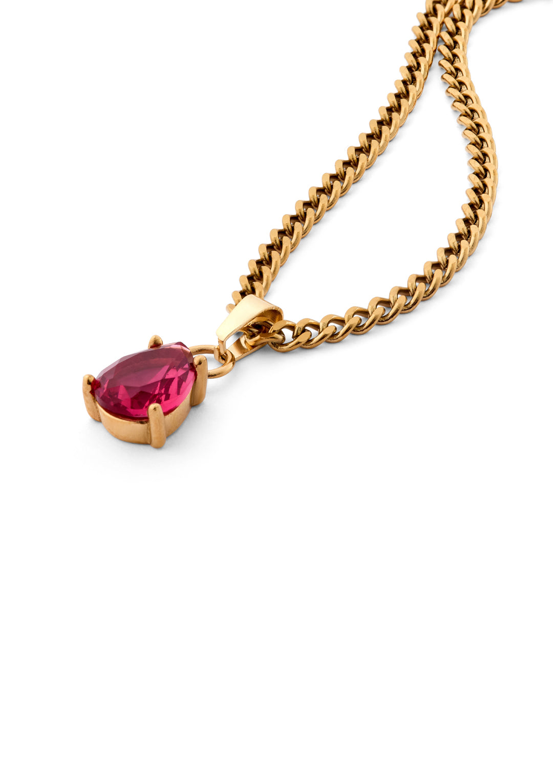 October Tourmaline Pink - Teardrop Birthstone Cubic Zirconia Pendant