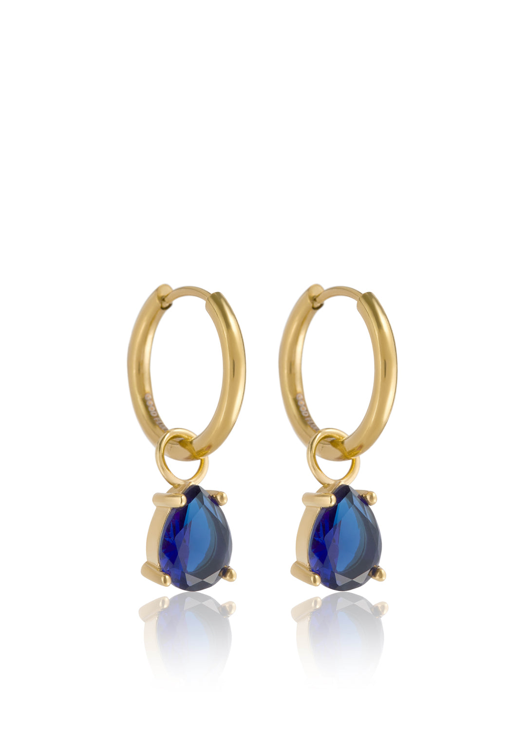 September Sapphire Blue - Teardrop Cubic Zirconia Birthstone Earrings