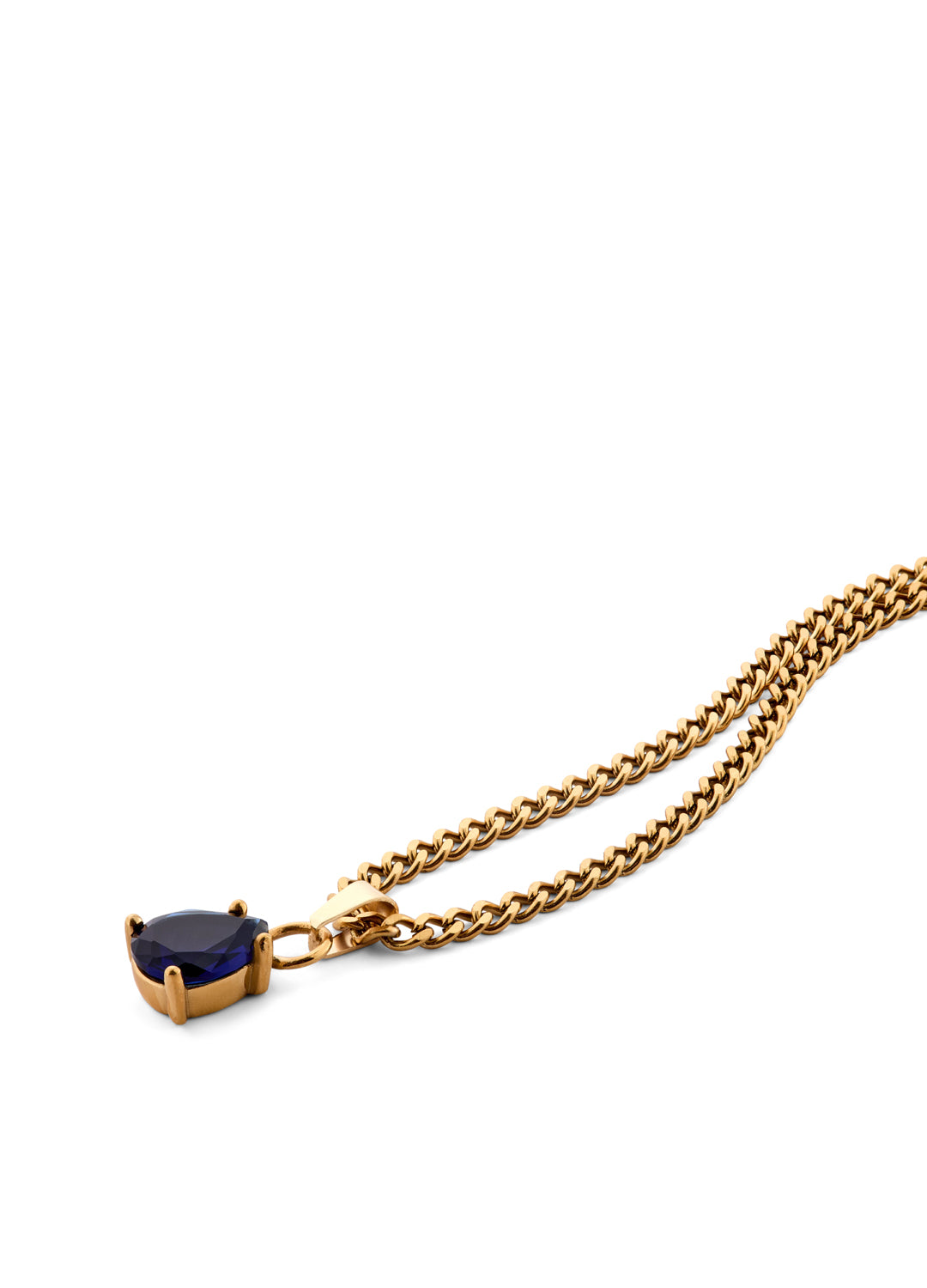 September Sapphire Blue - Teardrop Birthstone Cubic Zirconia Pendant