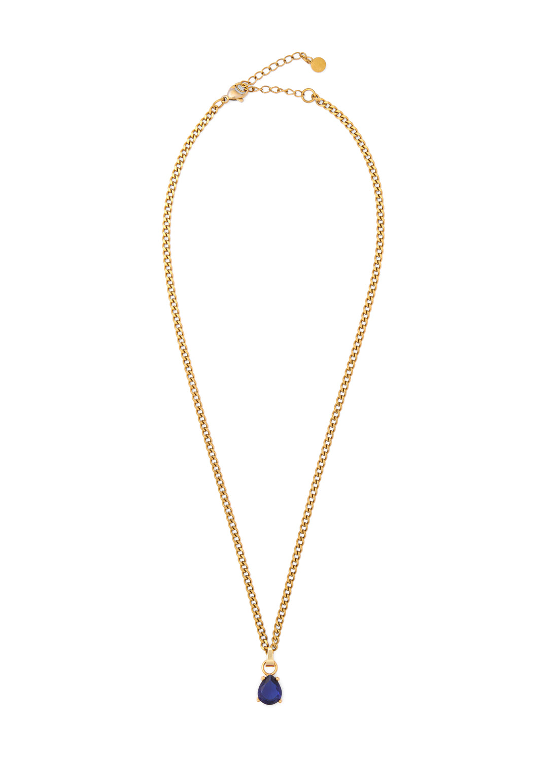 September Sapphire Blue - Teardrop Birthstone Cubic Zirconia Pendant