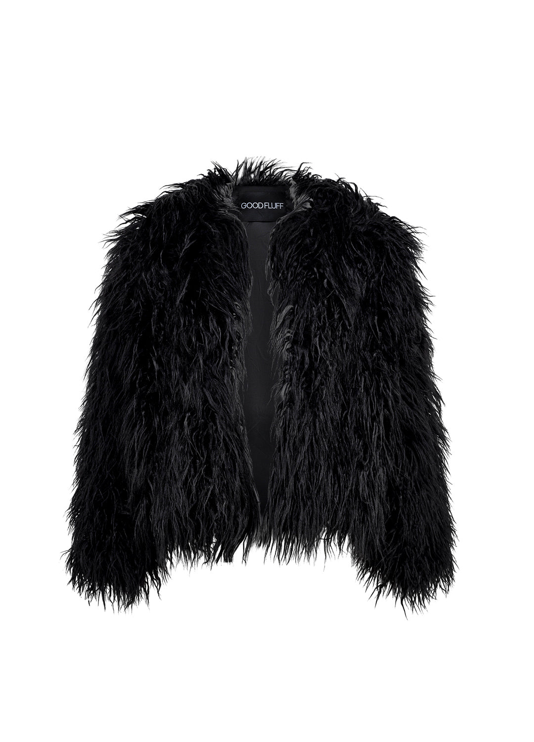 Black feathered vest on a white background
