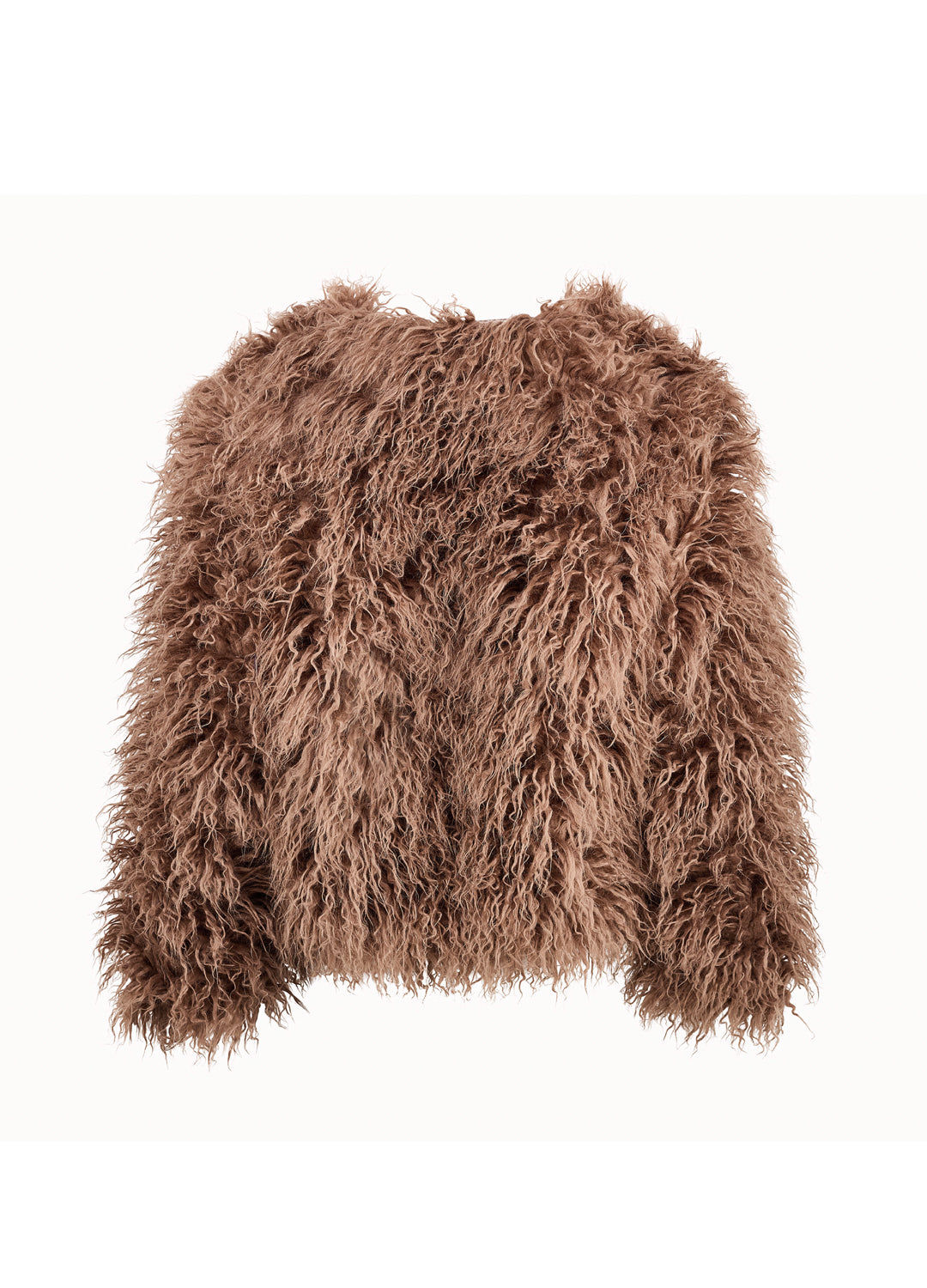 Brown fluffy jacket on a white background