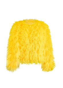 Good Fluff Faux Mongolian Jacket - Canary Yellow
