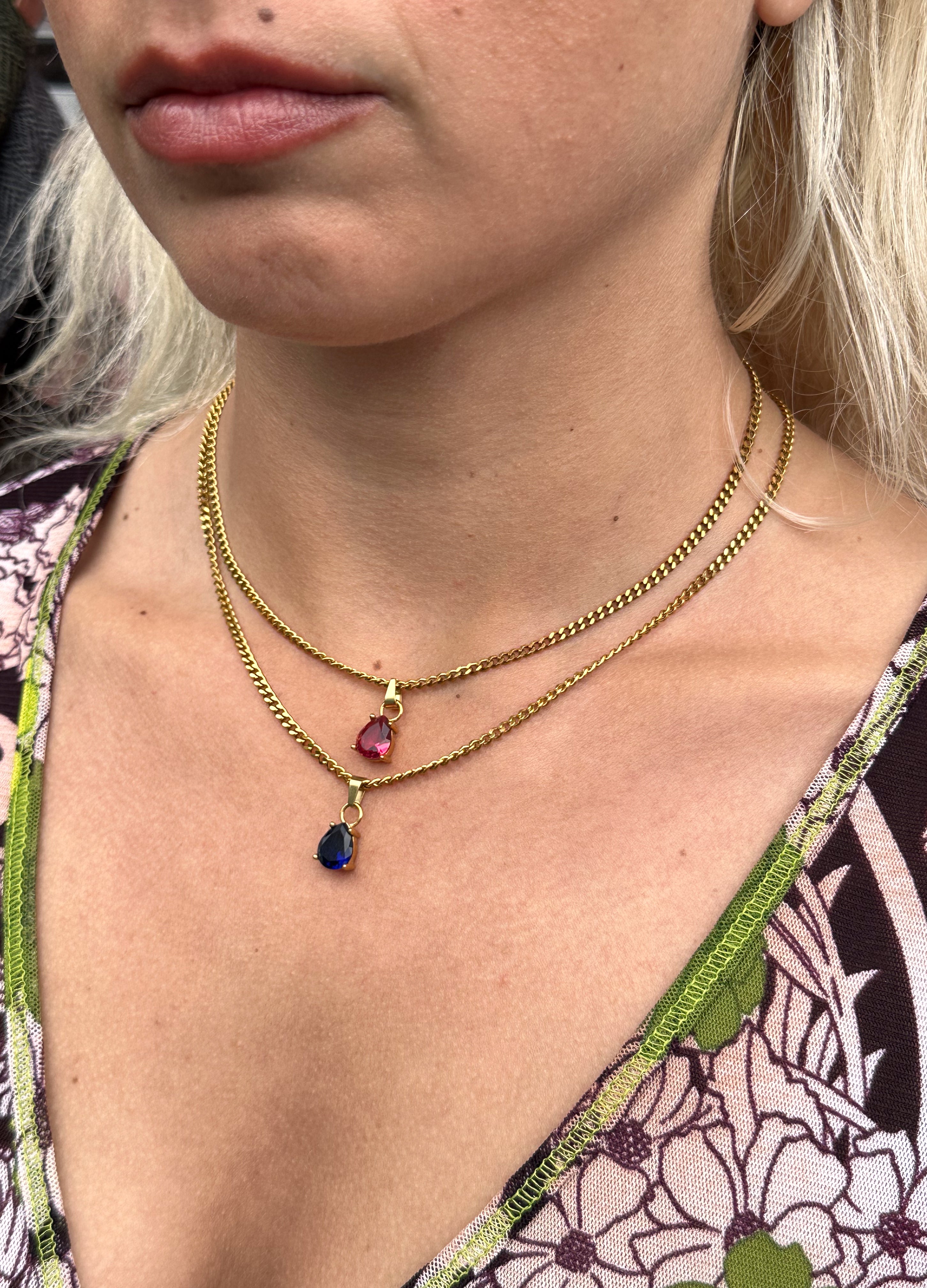 October Tourmaline Pink - Teardrop Birthstone Cubic Zirconia Pendant