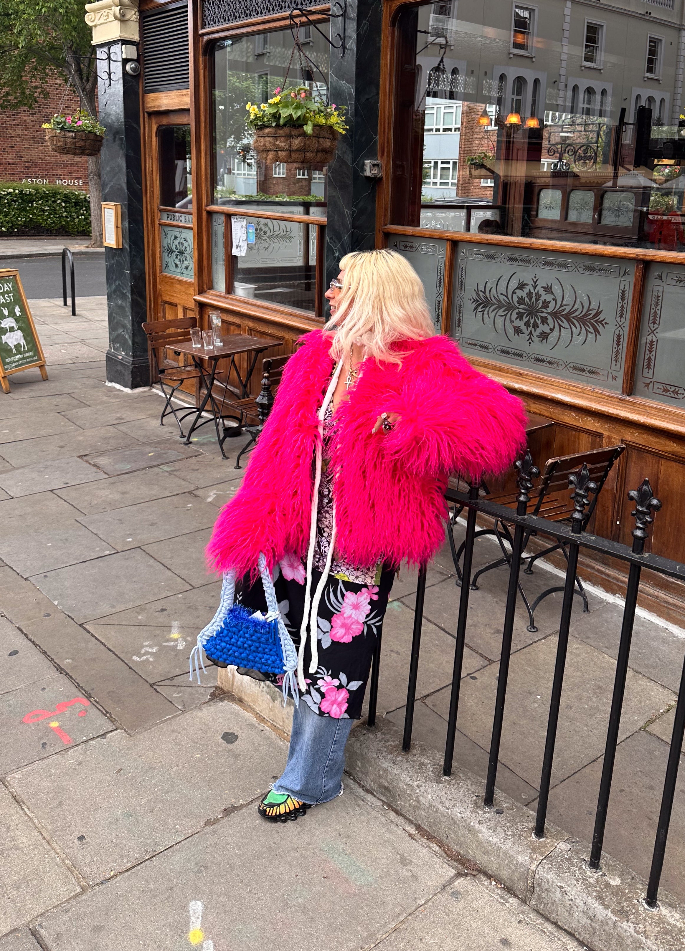 Good Fluff Faux Mongolian Jacket - Electric Pink