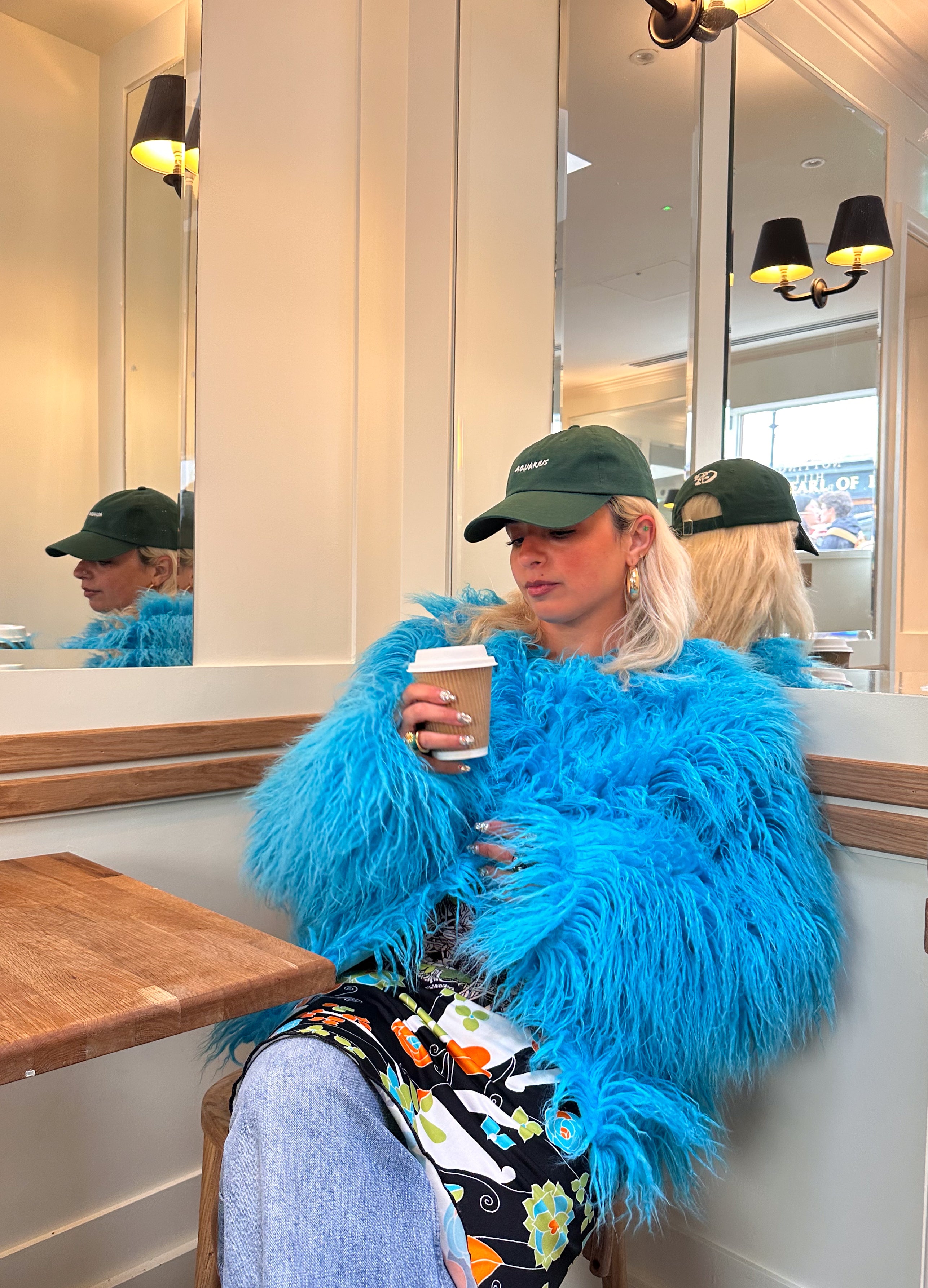 Mongolian Faux Fur Jacket - Turquoise | Good Fluff – GOOD FLUFF