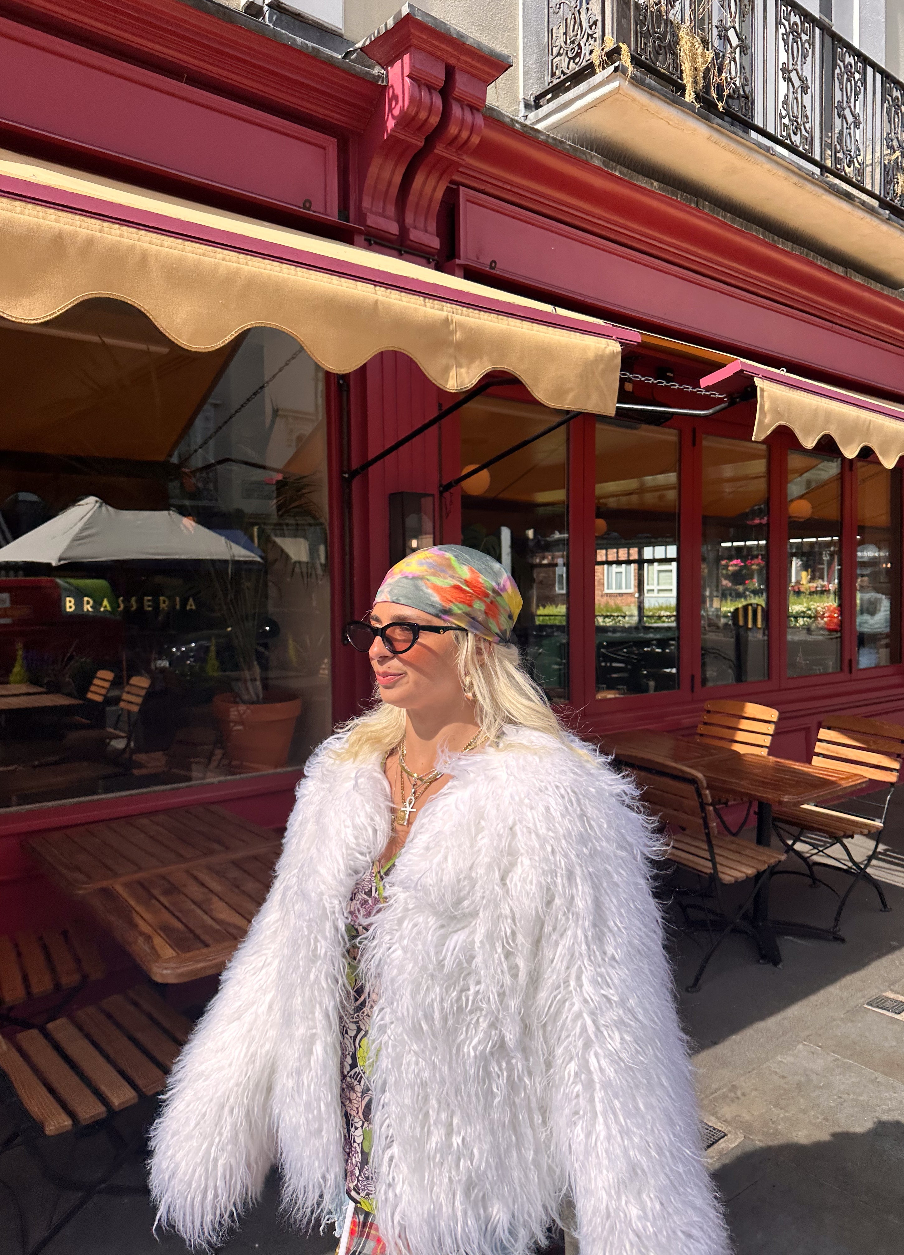 Good Fluff Faux Mongolian Jacket - White