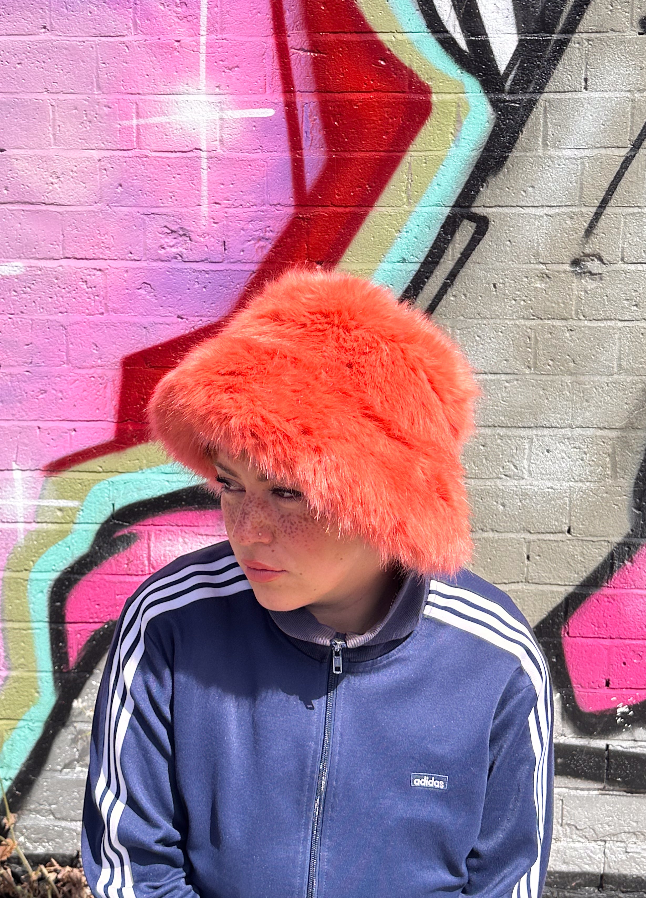 Good Fluff Faux Fur Long Fluffy Bucket Hat - Blush