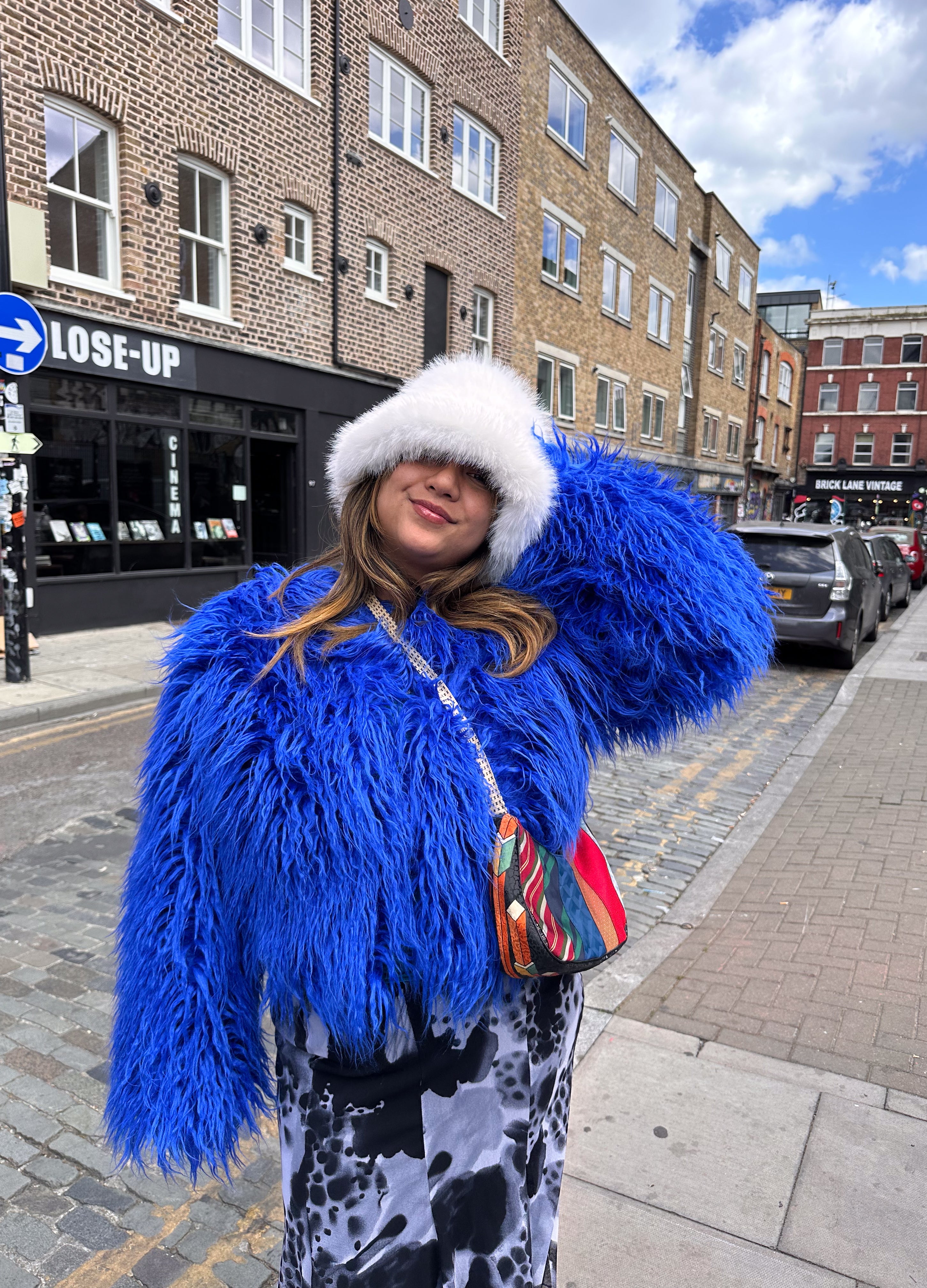 Mongolian Faux Fur Jacket -Cobalt Blue | Good Fluff – GOOD FLUFF