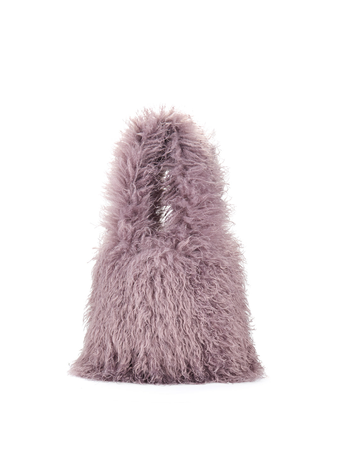 grey fluffy bag on a white background
