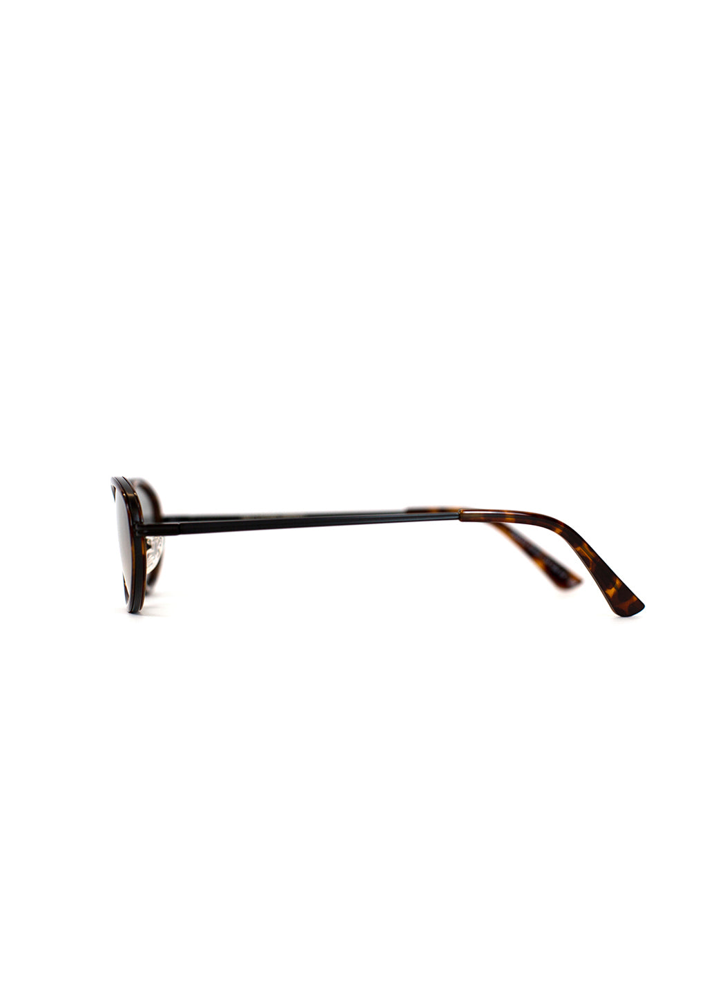 Eyeglasses with a tortoiseshell frame on a white background