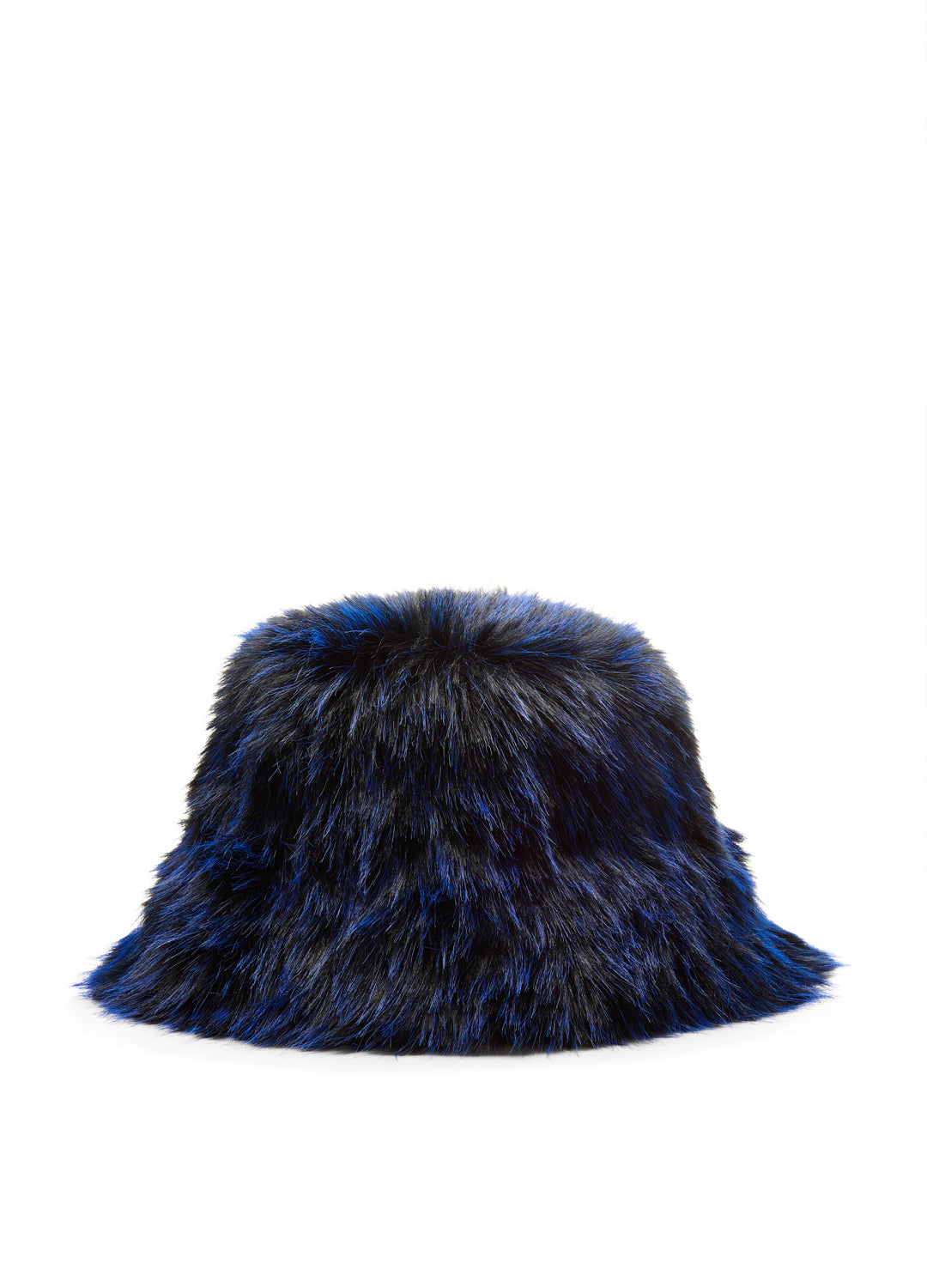 Good Fluff Faux Fur Long Fluffy Bucket Hat - Black Blue Tip