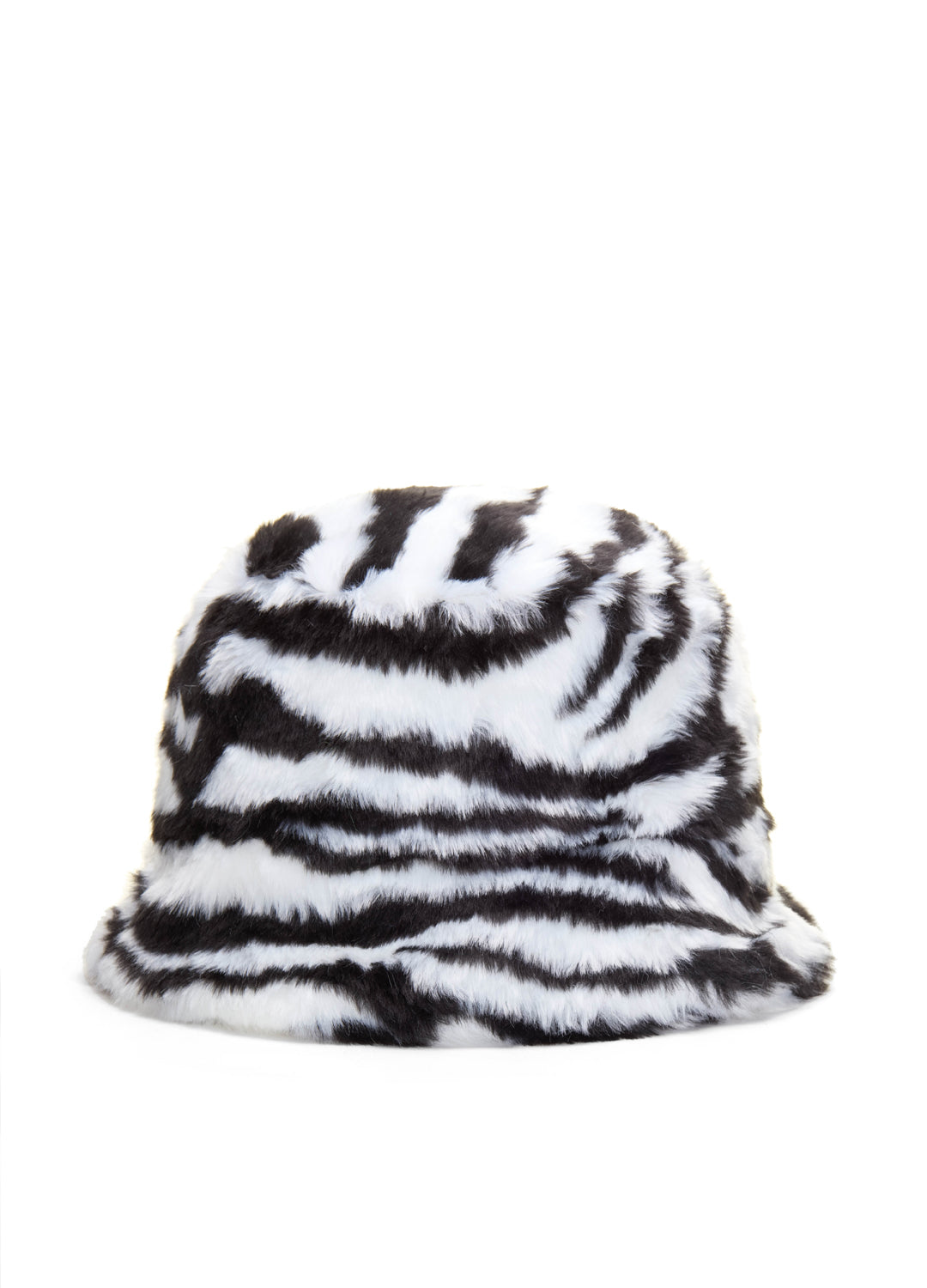 Good Fluff Faux Fur Fluffy Bucket Hat - Zebra Print