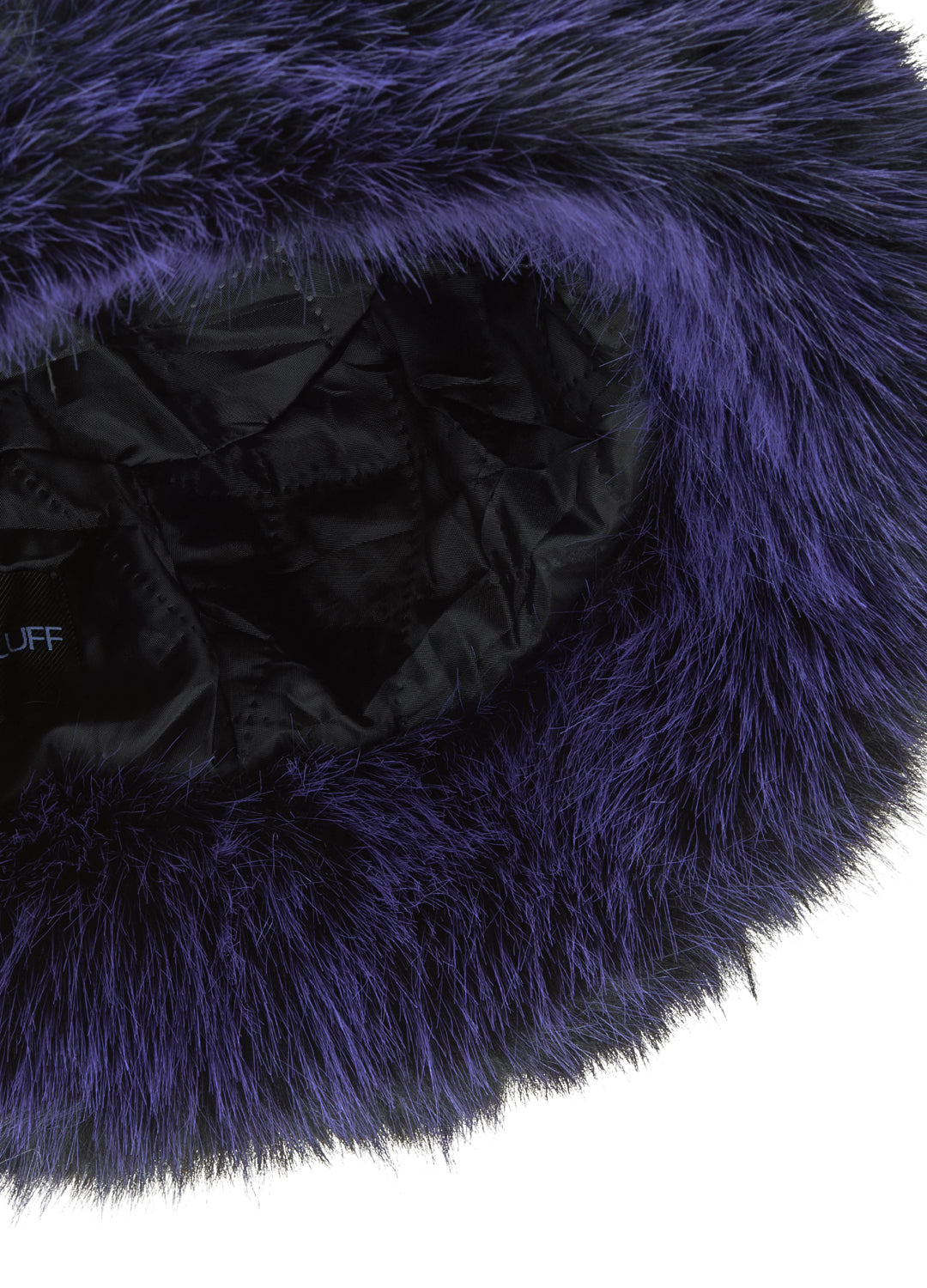 Good Fluff Faux Fur Long Fluffy Bucket Hat - Black Lilac Tip