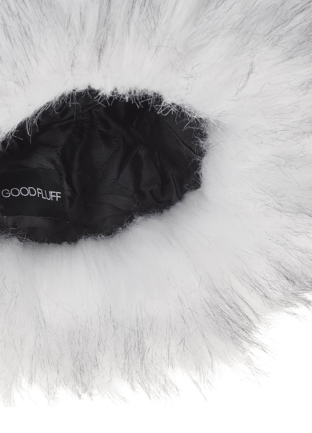 Good Fluff Faux Fur Extreme Fluffy Bucket Hat - White with Black Tips