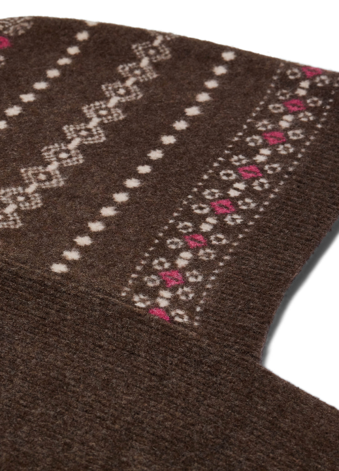 Winter Pattern Knitted Hood - Brown