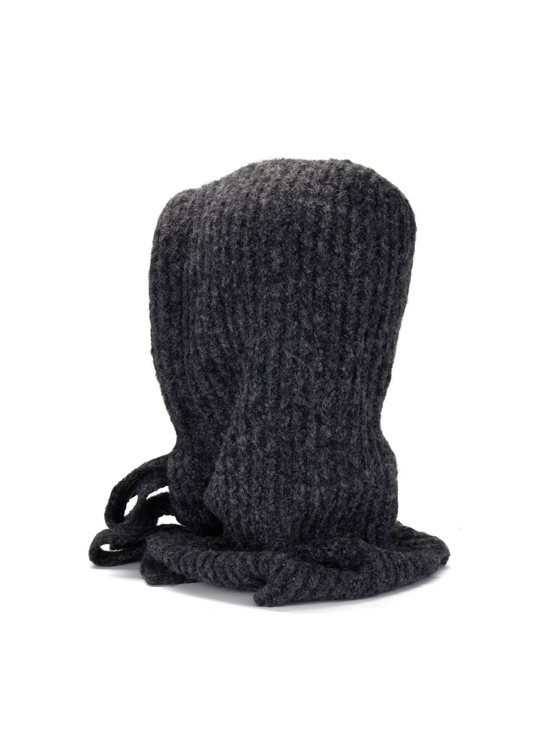Oversized Knitted Hood Wool Blend - Dark Grey