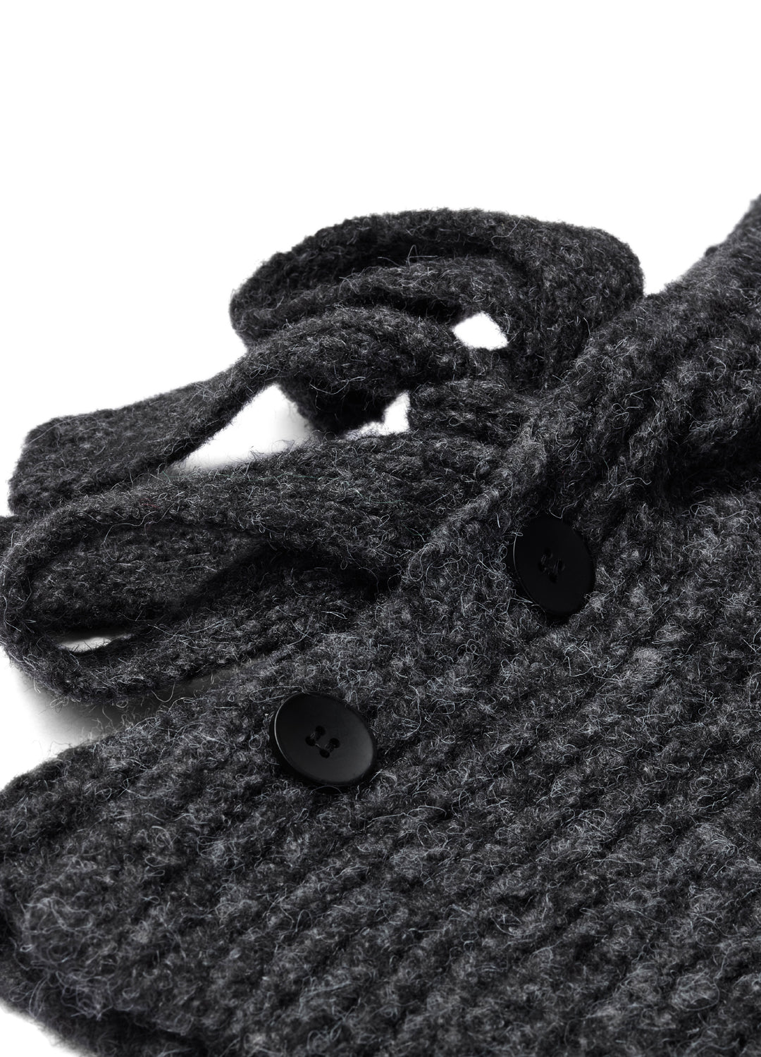 Oversized Knitted Hood Wool Blend - Dark Grey