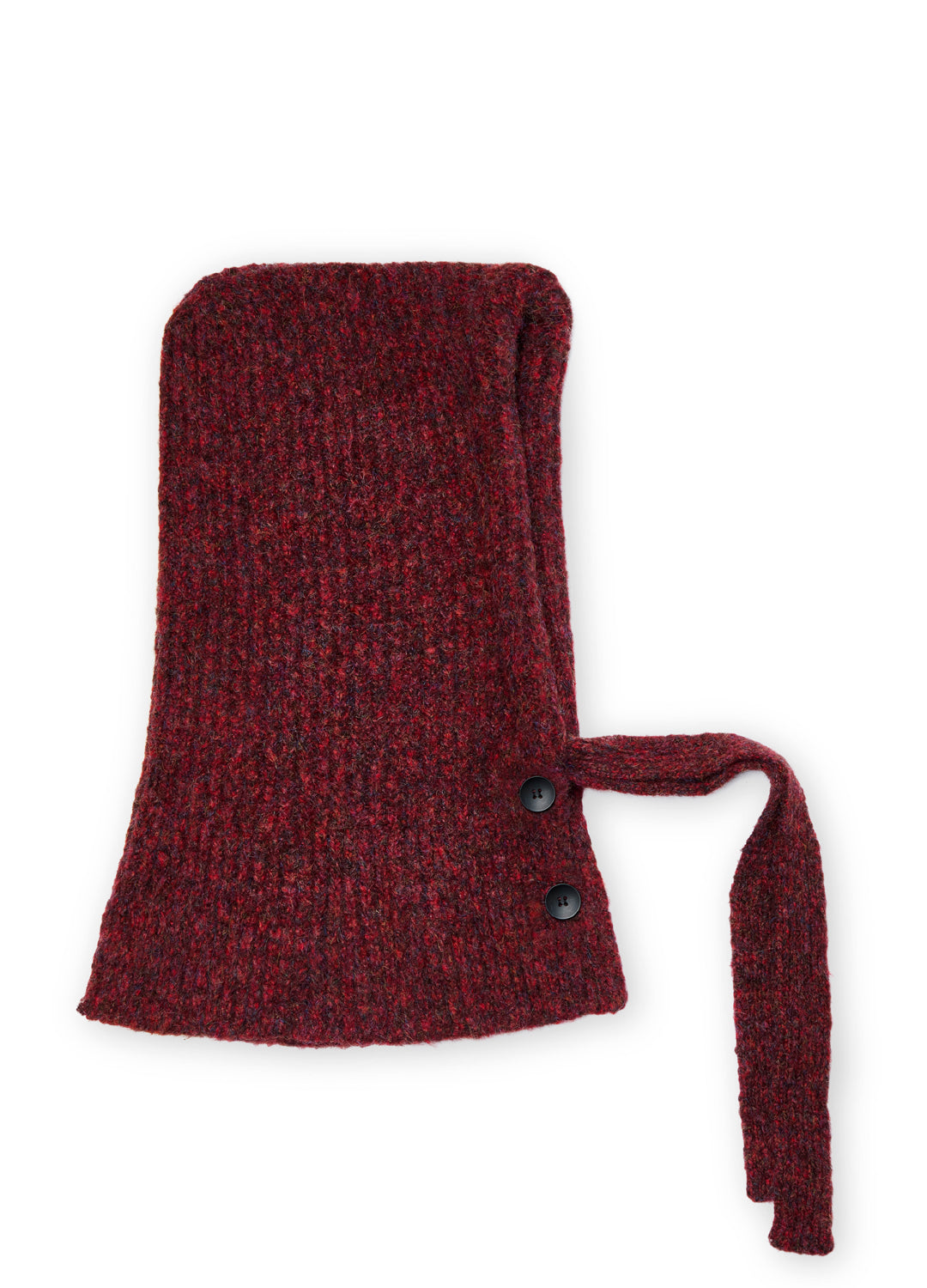 Oversized Knitted Hood Wool Blend - Berry Red