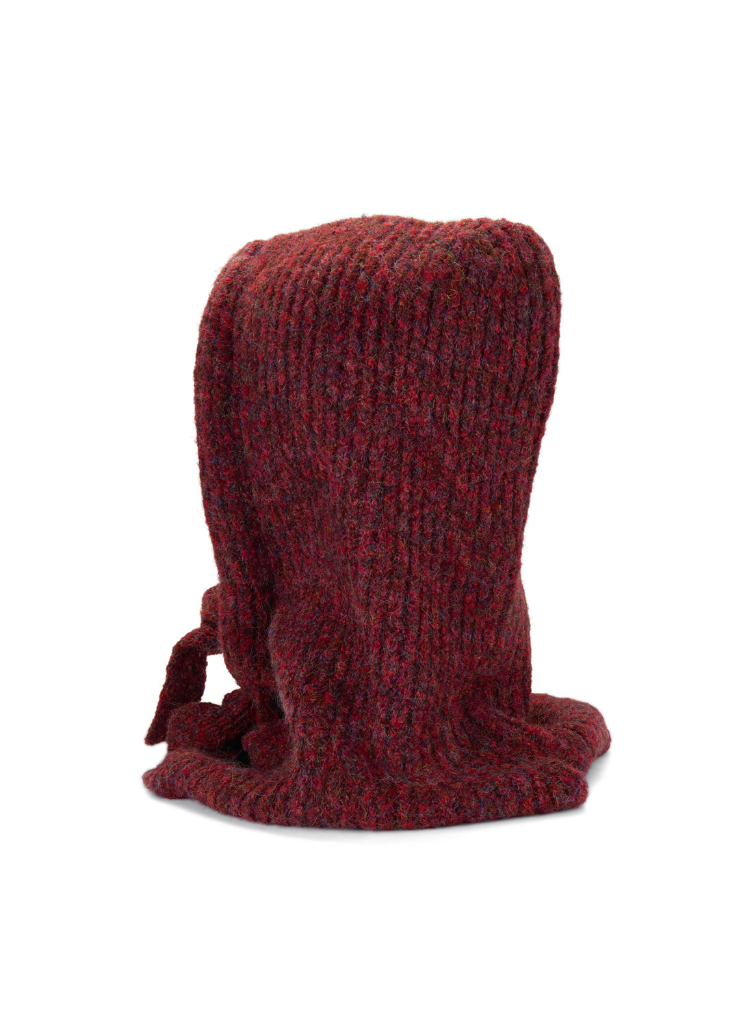 Oversized Knitted Hood Wool Blend - Berry Red