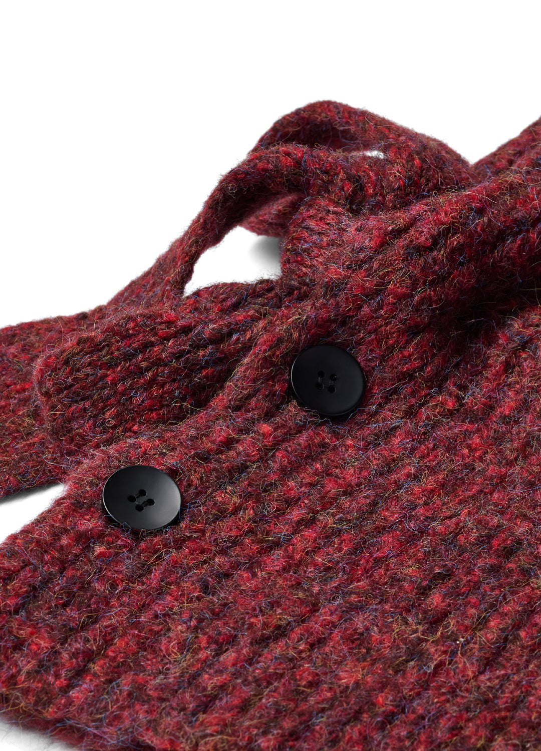 Oversized Knitted Hood Wool Blend - Berry Red