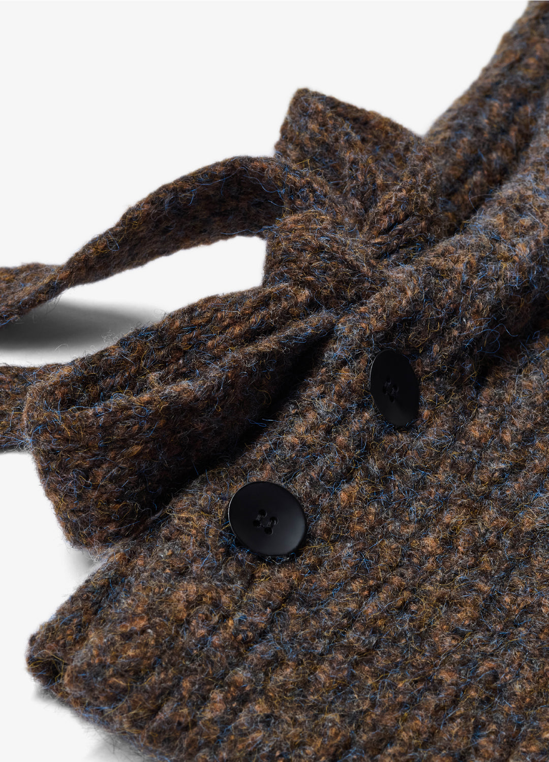 Oversized Knitted Hood Wool Blend - Chocolate