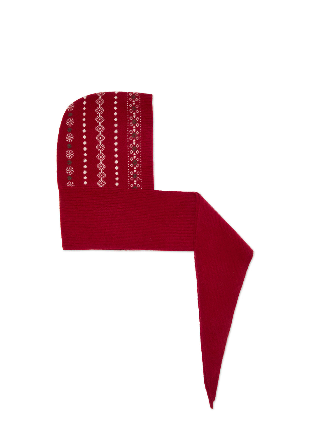 Winter Pattern Knitted Hood - Red