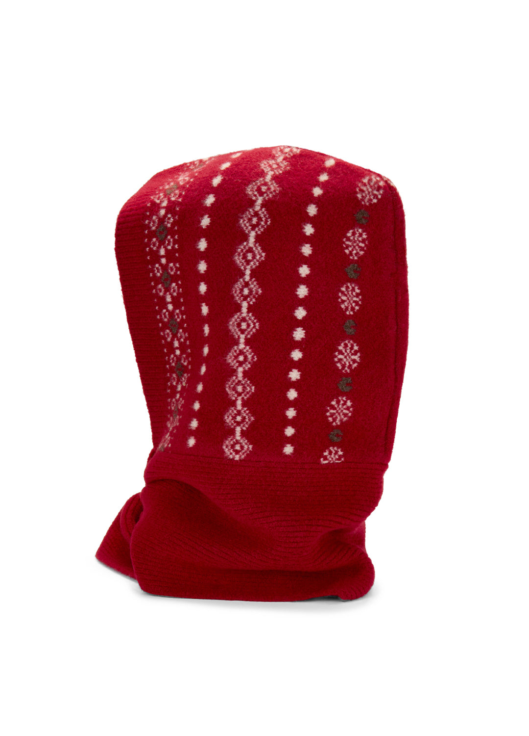Winter Pattern Knitted Hood - Red