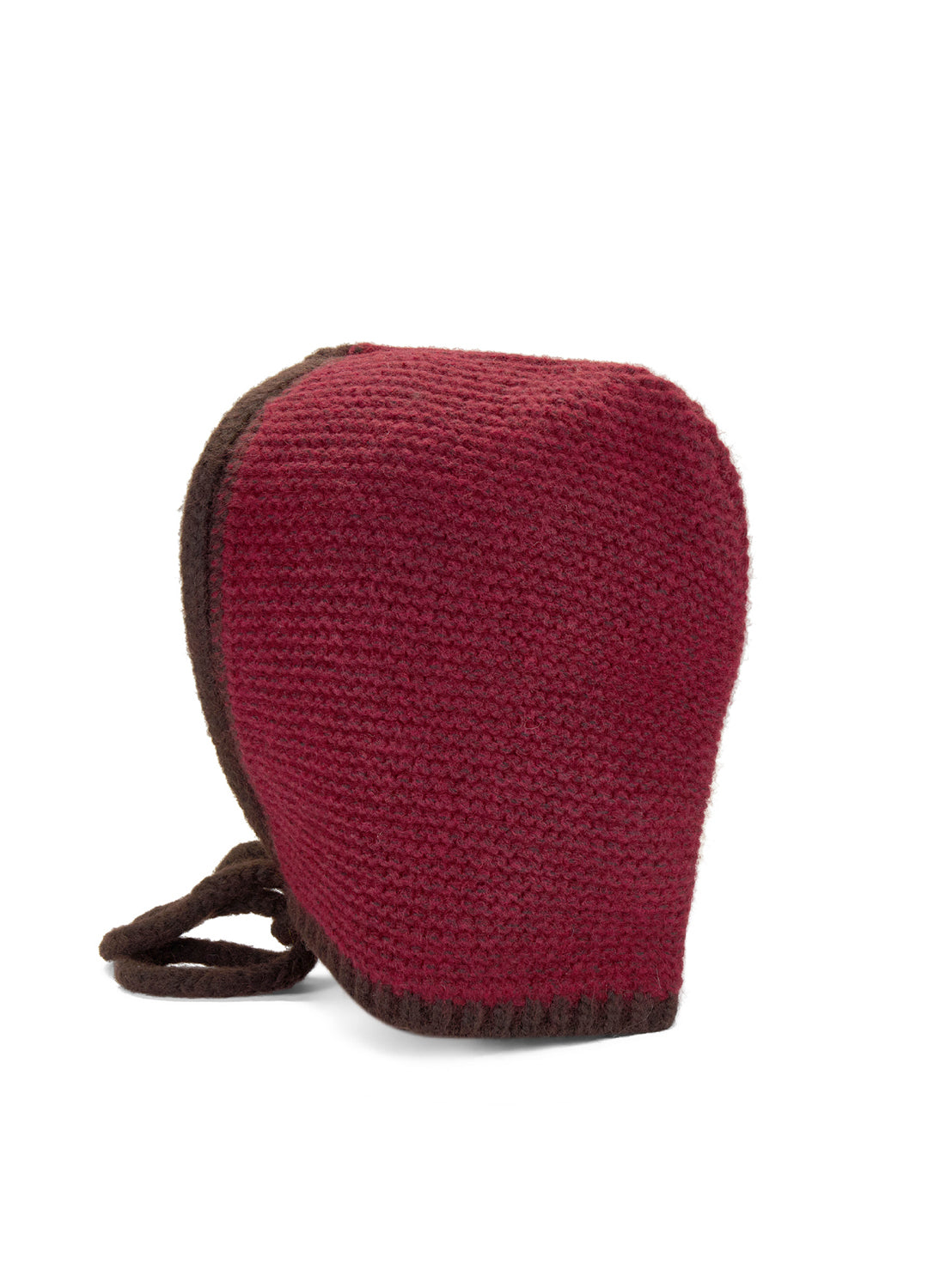 Two Tone Knitted Bonnet - Red / Brown