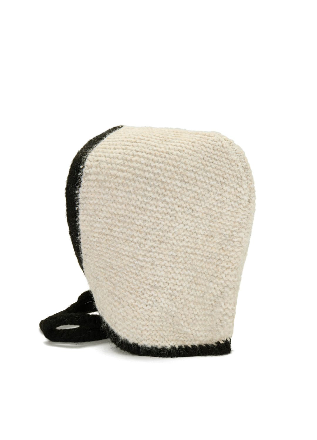 Two Tone Knitted Bonnet - Cream / Black