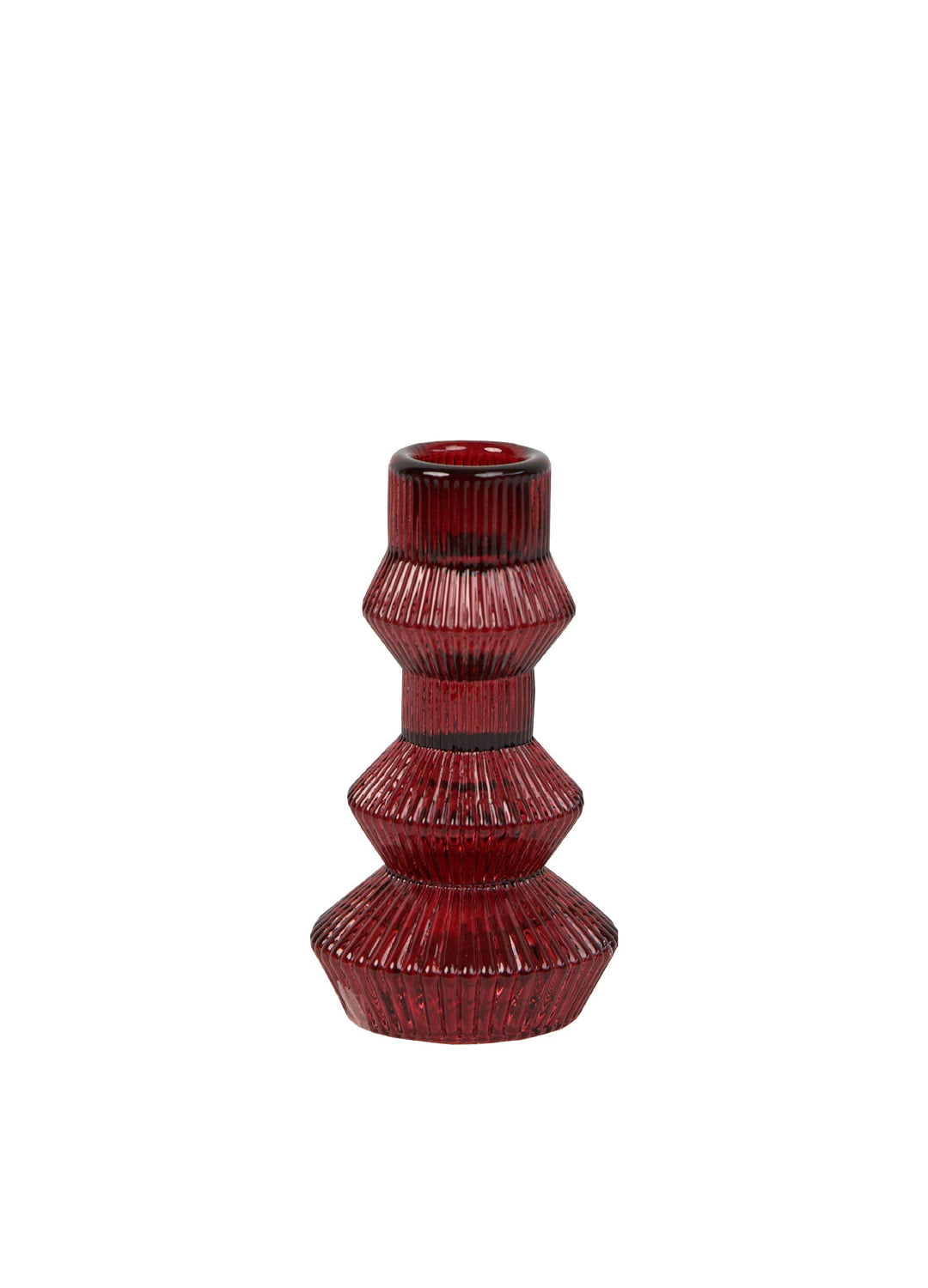Glass Candle Holder - Burgundy Red