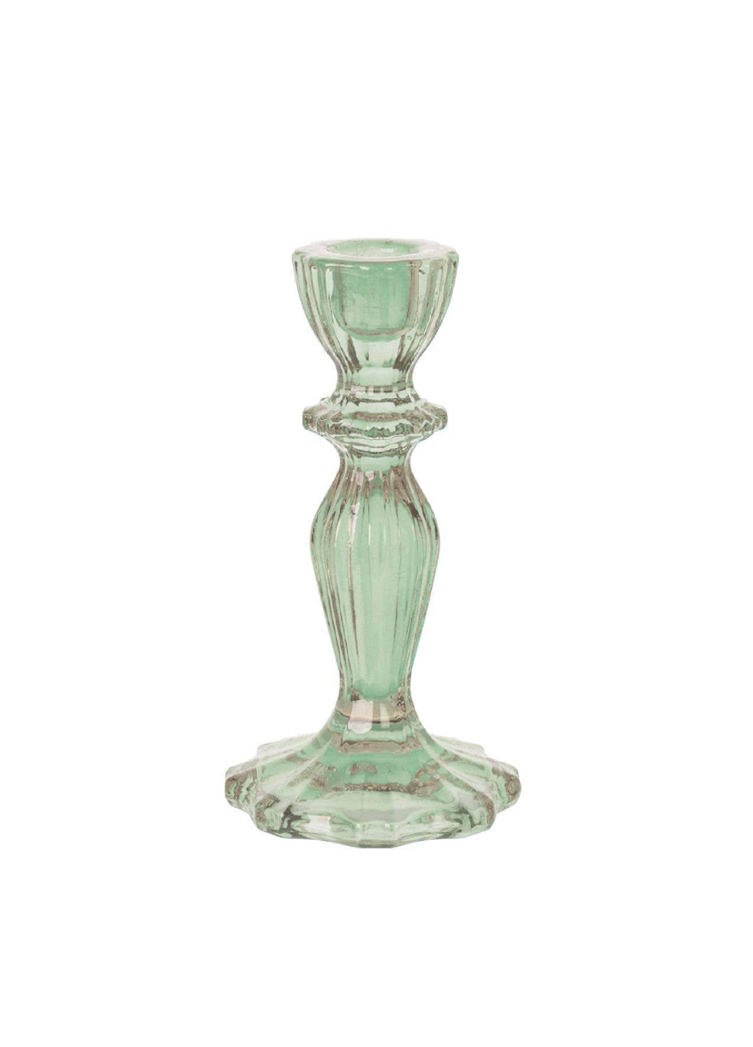 Glass Candle Holder - Light Green
