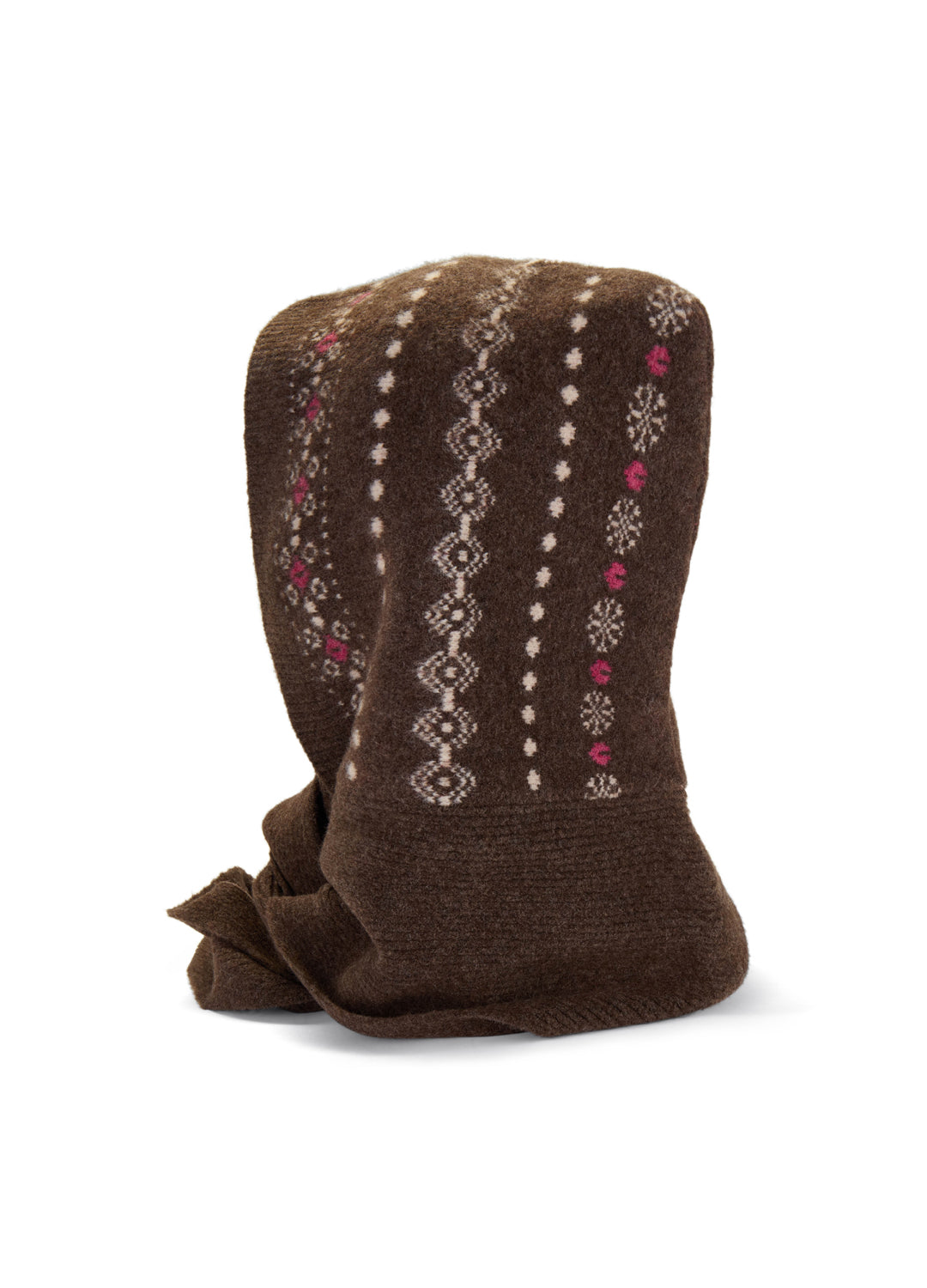 Winter Pattern Knitted Hood - Brown