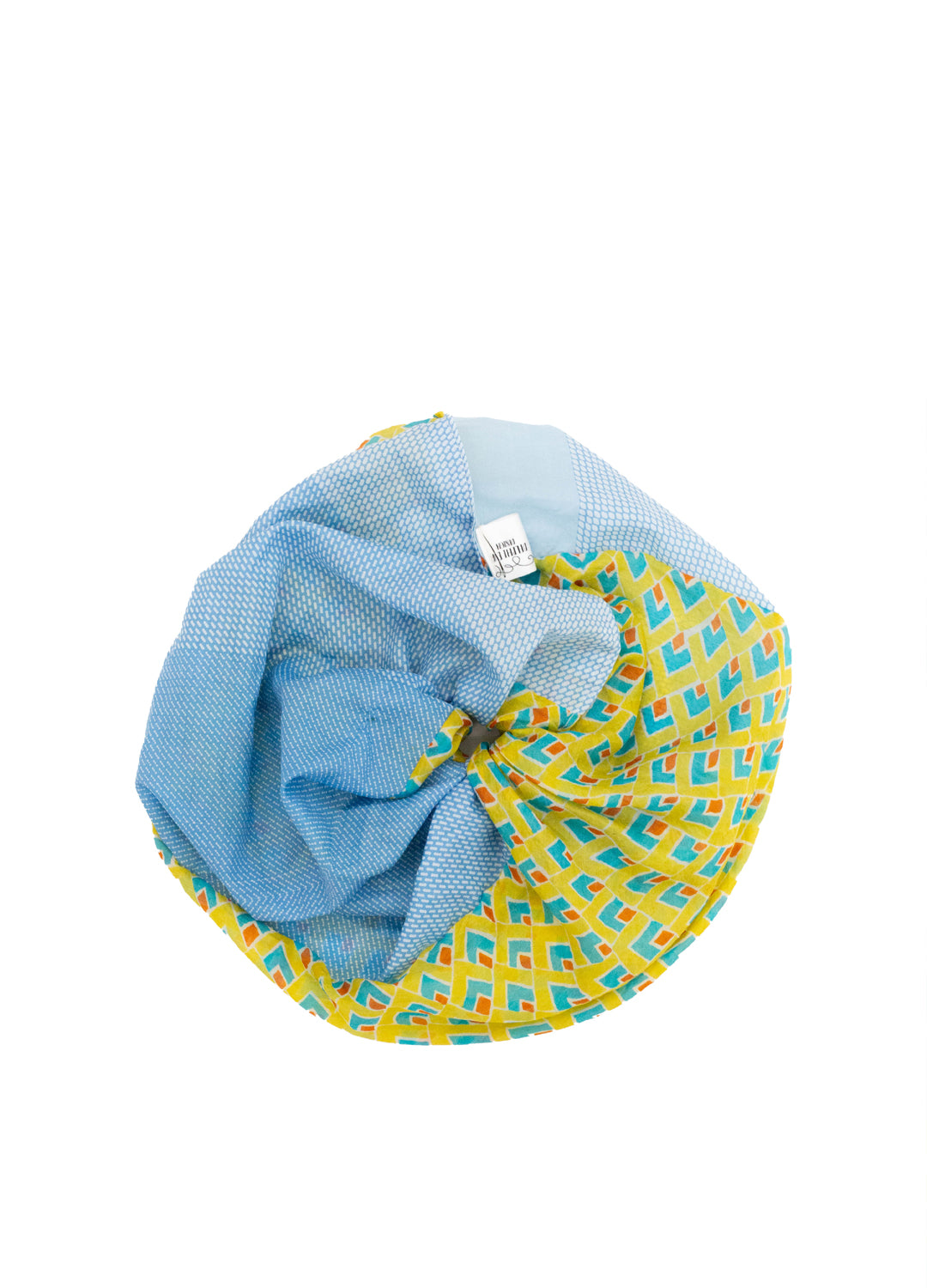 Delphi Eva Reworked Vintage Scrunchie - Yellow + Blue