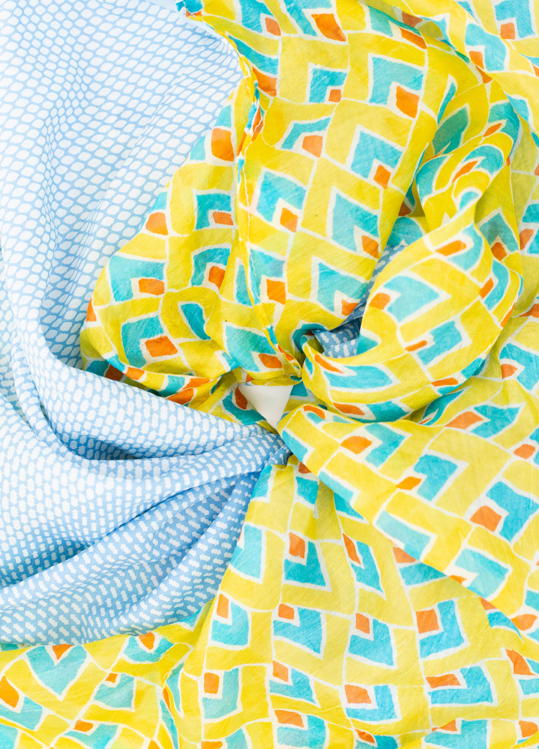 Delphi Eva Reworked Vintage Scrunchie - Yellow + Blue