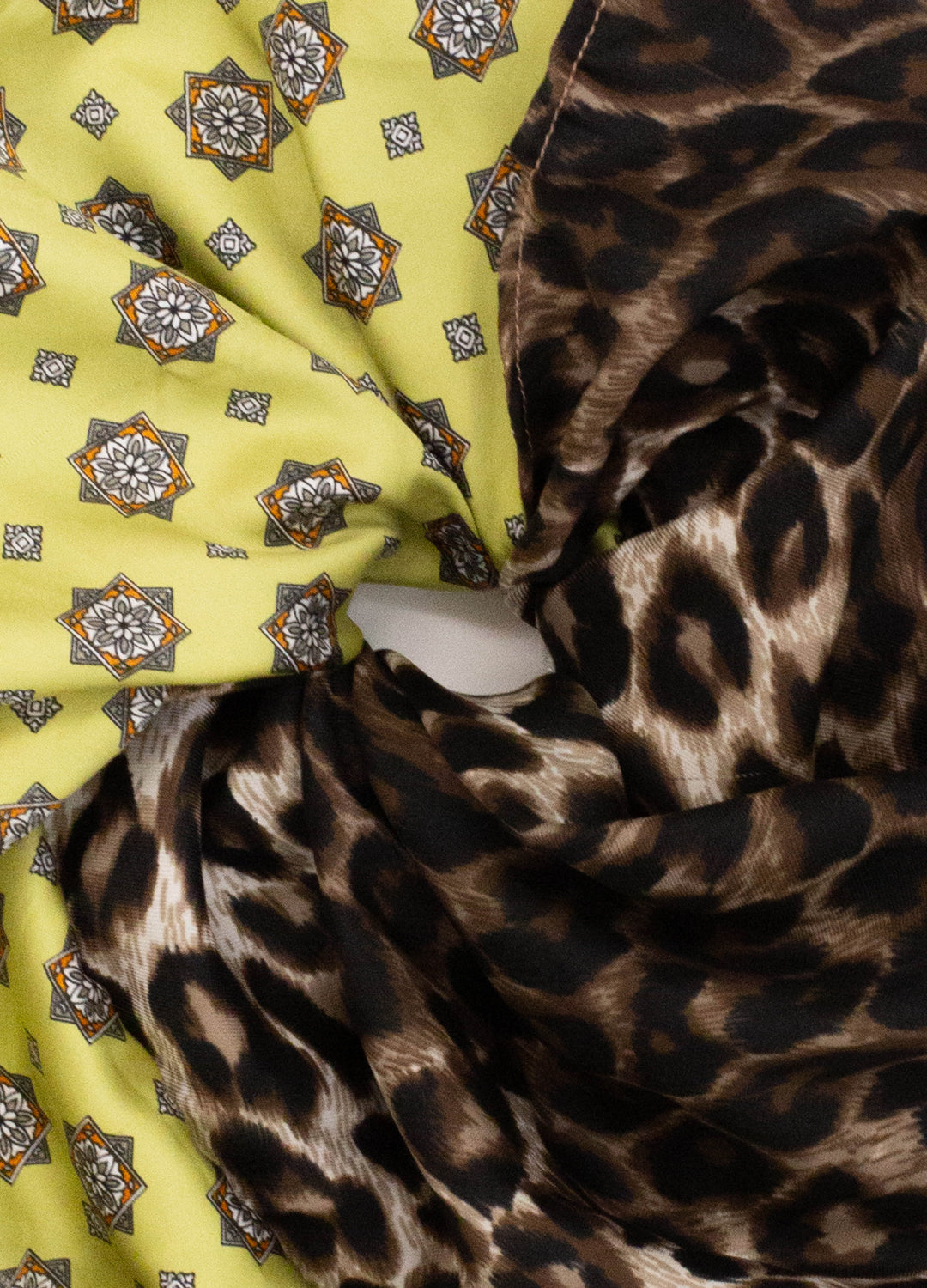 Delphi Eva Reworked Vintage Scrunchie - Leopard + Green