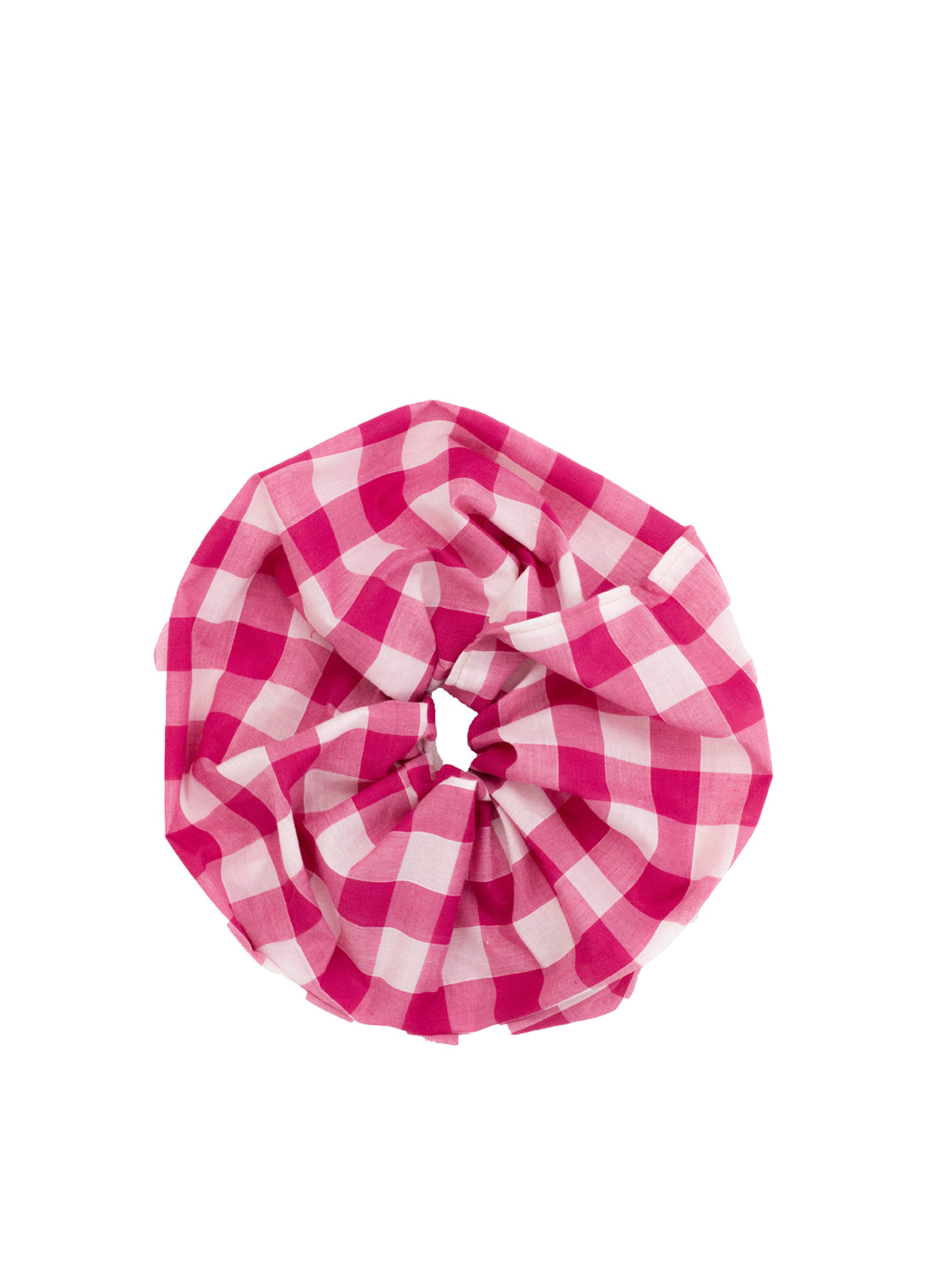 Delphi Eva Gingham Scrunchie - Fuchsia & White