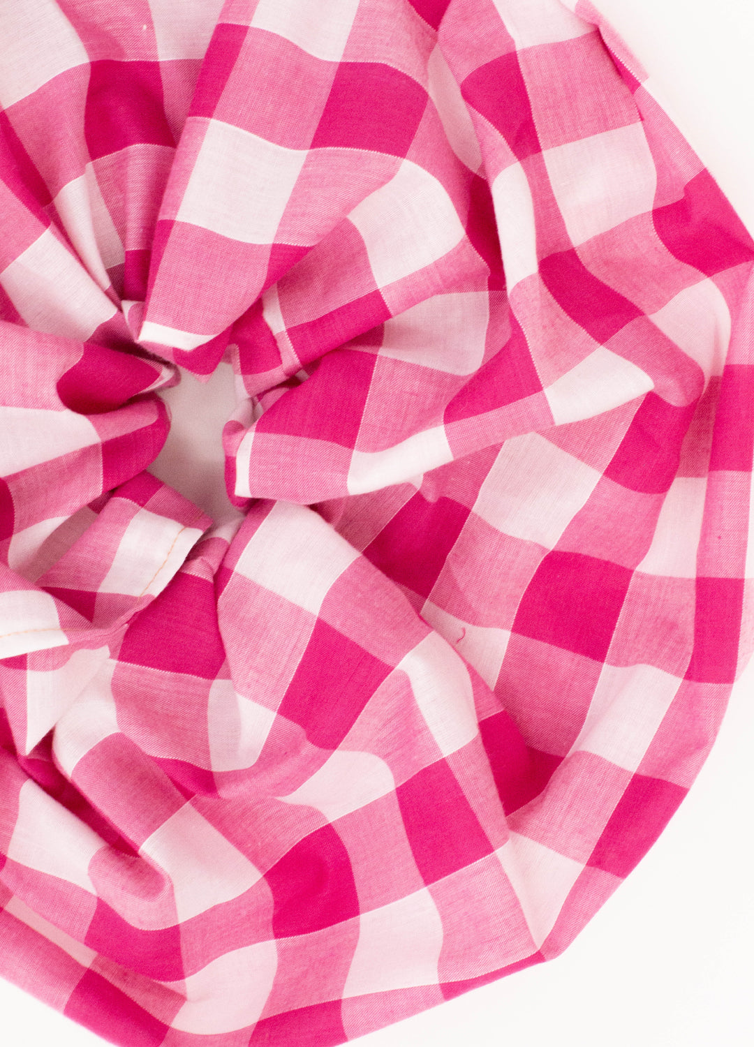 Delphi Eva Gingham Scrunchie - Fuchsia & White