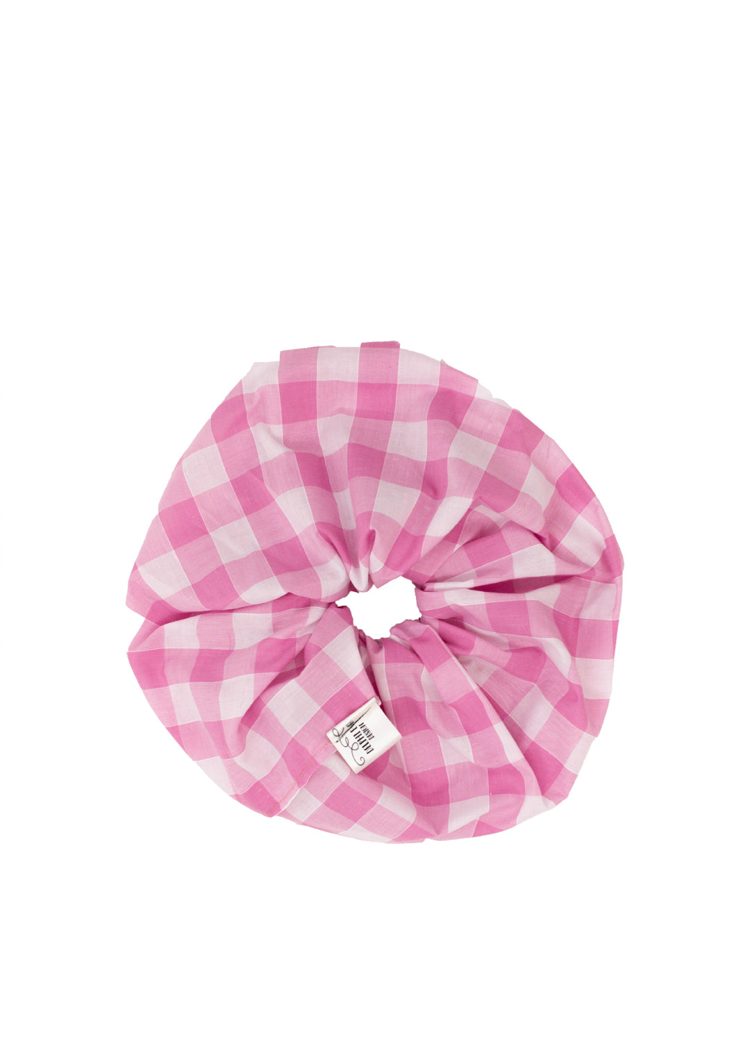 Delphi Eva Gingham Scrunchie - Candy Pink & White