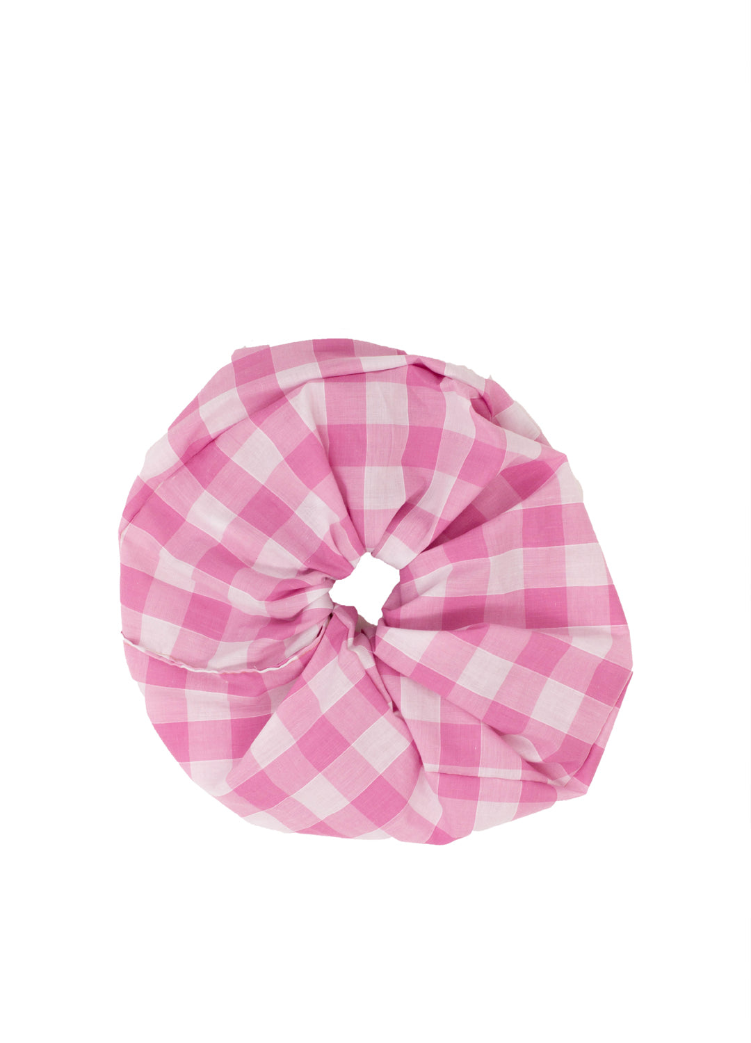 Delphi Eva Gingham Scrunchie - Candy Pink & White