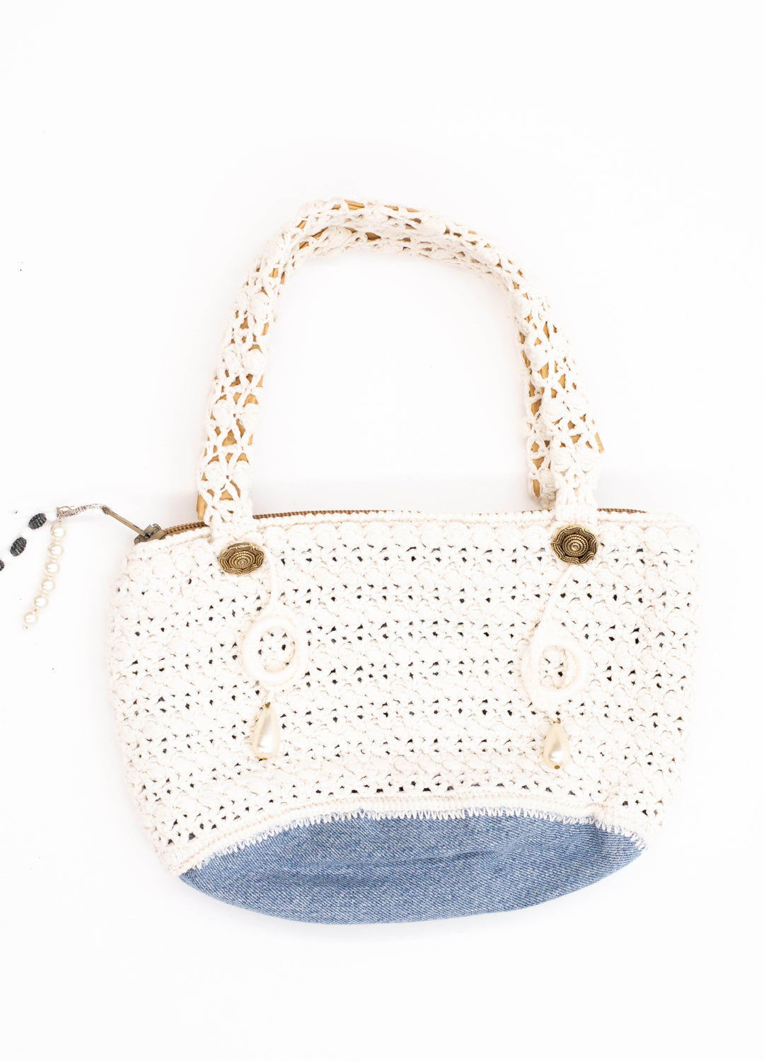 Vintage White Knitted Bag