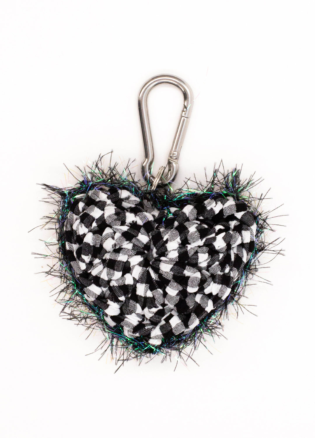 Sloe Mosey Heart Bag Charm - Black Gingham