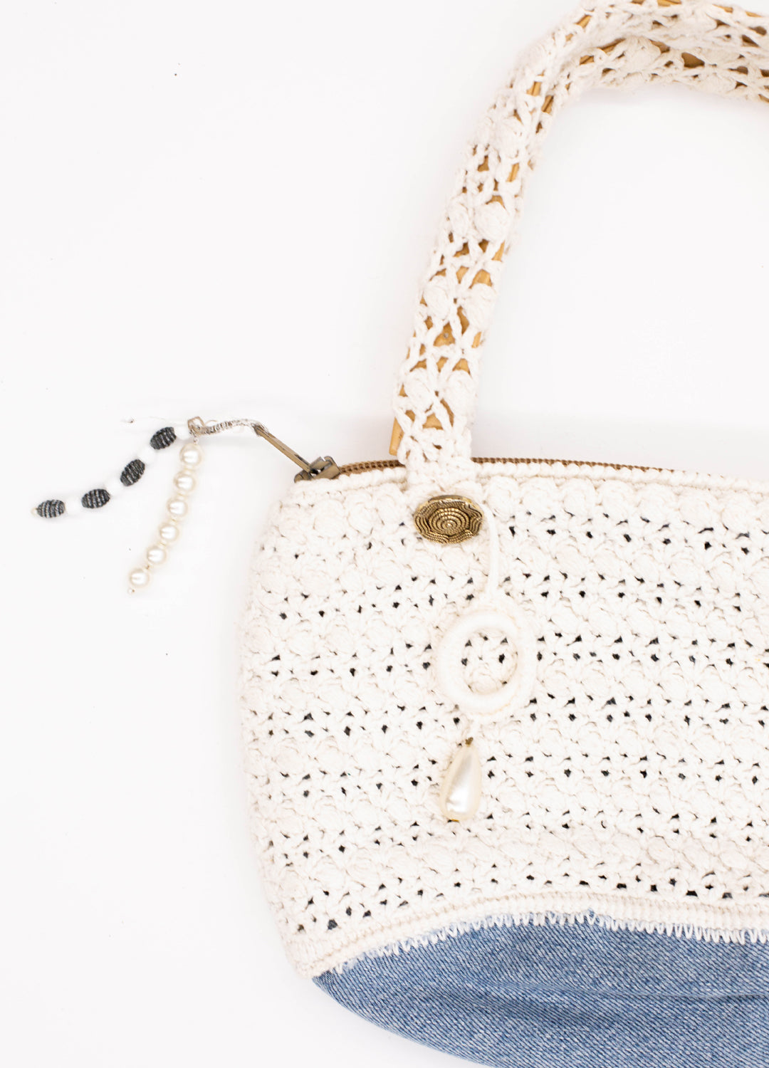 Vintage White Knitted Bag