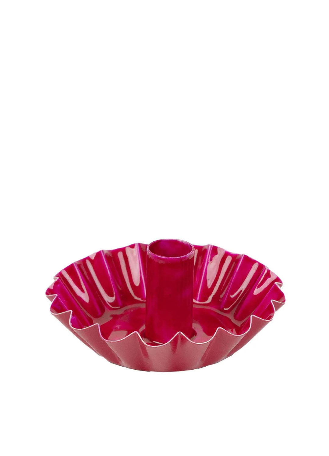 Scalloped Pink Metal Candle Holder