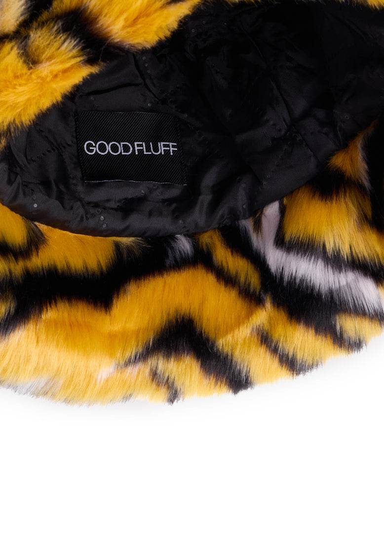 Good Fluff Faux Fur Fluffy Bucket Hat - Tiger Print